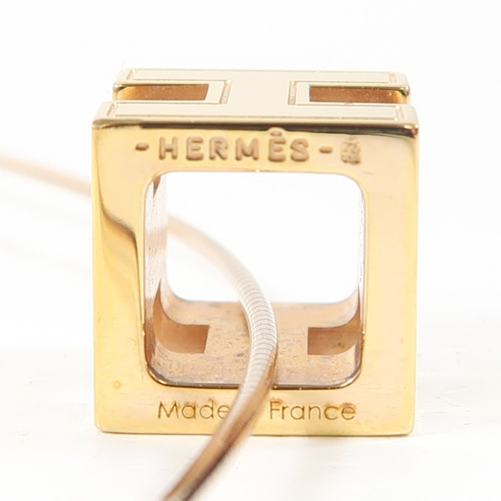 HERMES 金屬Cage d'h Necklace項鍊白色/金色