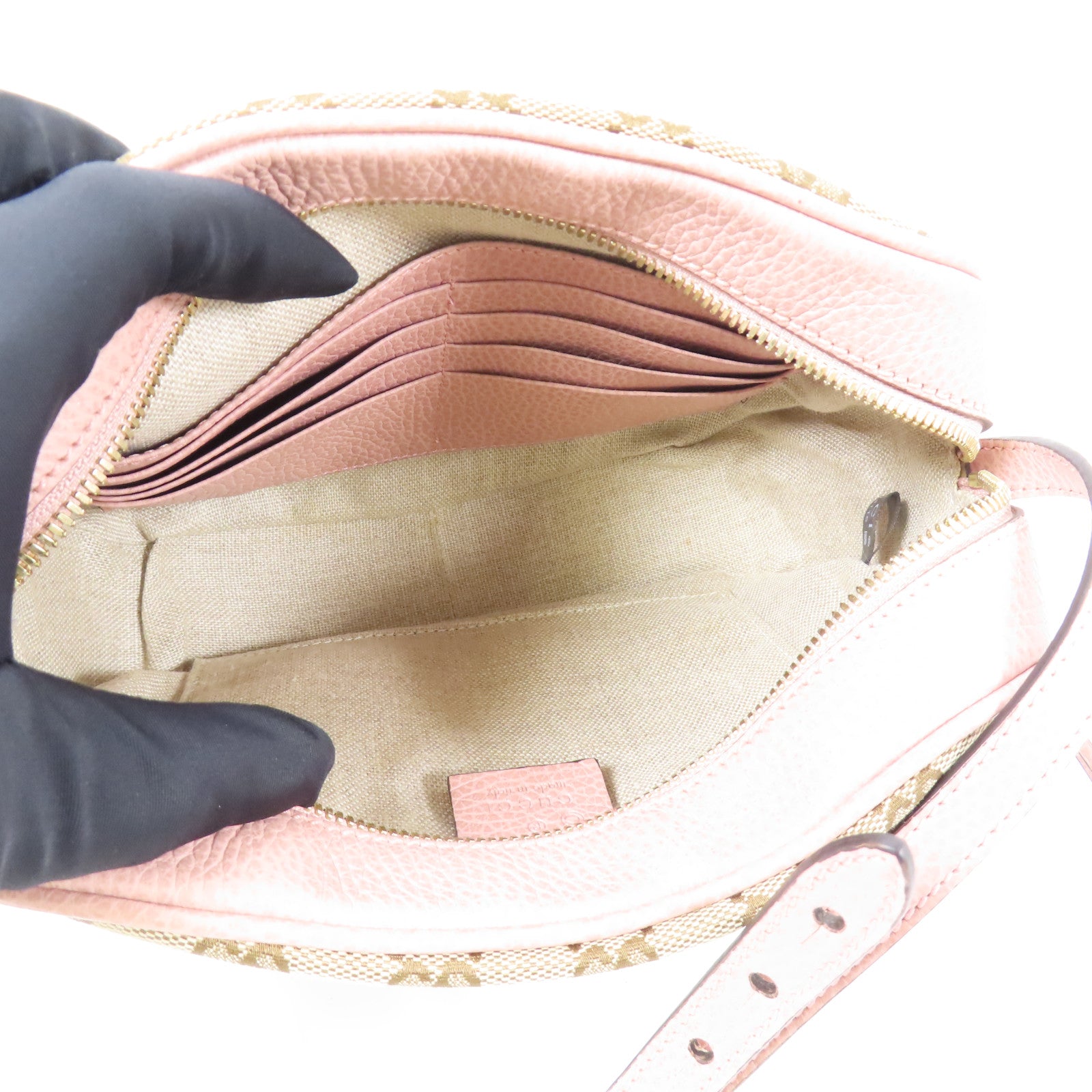 GUCCI GG Canvas Shoulder Bag金扣肩背袋