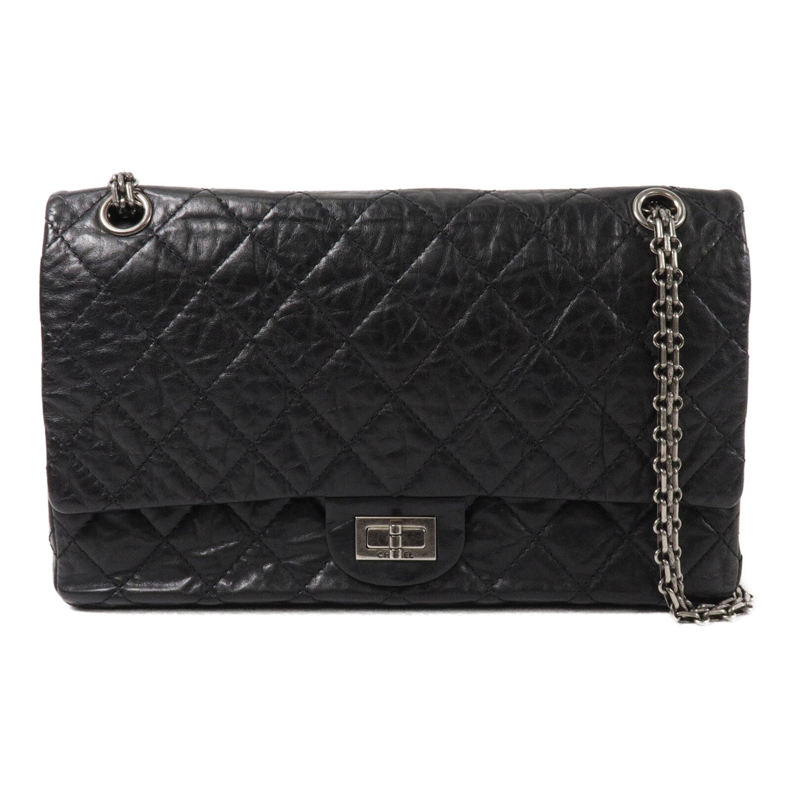 CHANEL 牛皮皮革2.55 Large鏈帶肩背袋