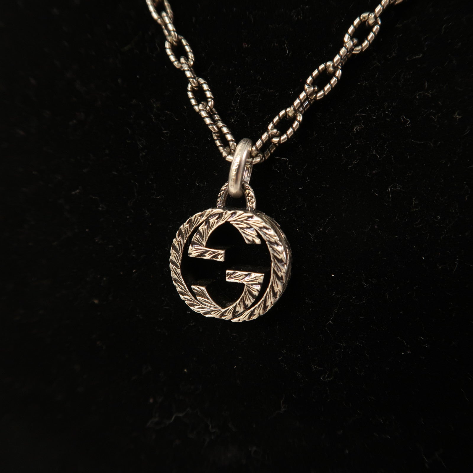 GUCCI 925純銀Interlocking Pendant Necklace項鍊銀色