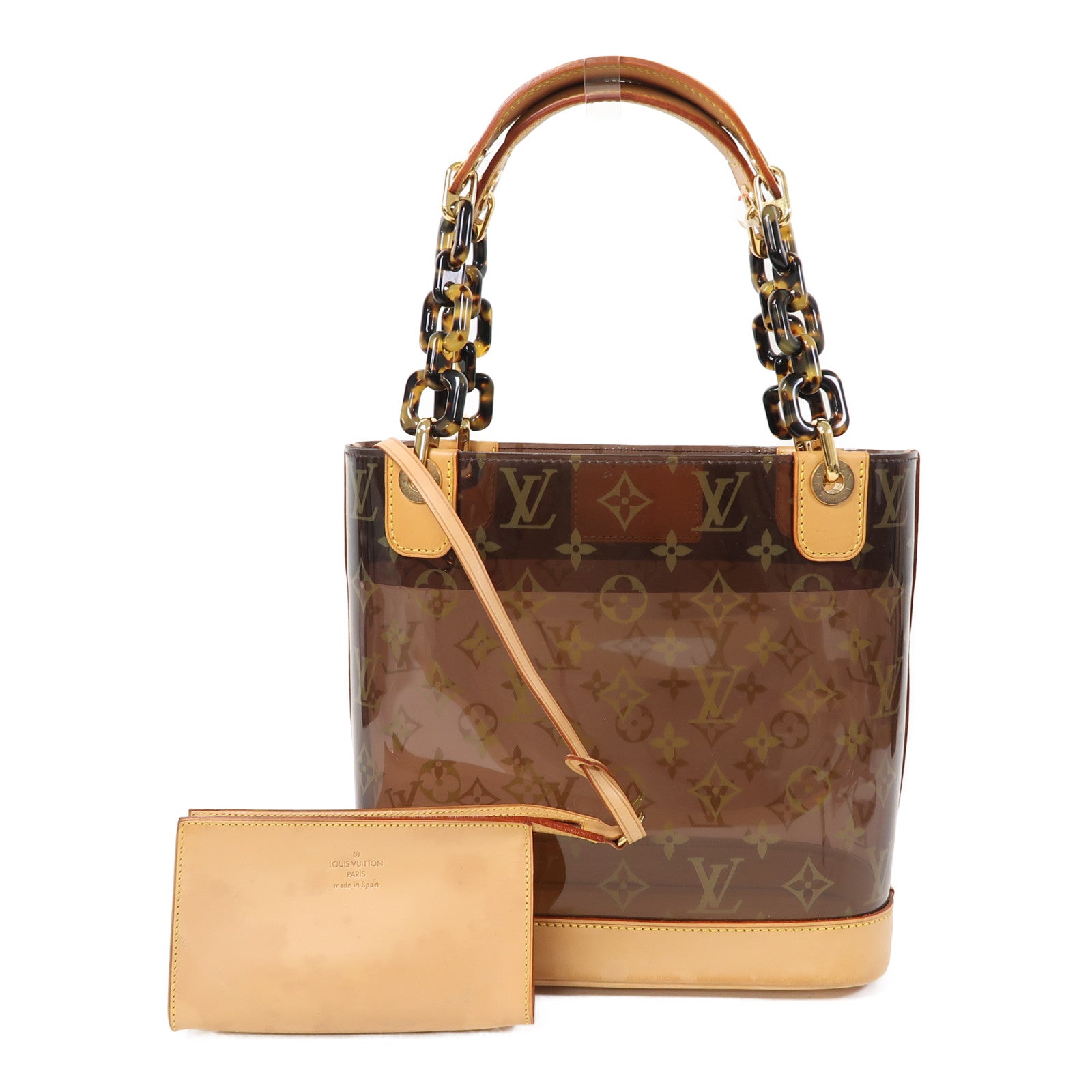 LOUIS VUITTON Monogram Vinyl Cabas Ambre PM金扣肩背袋啡色