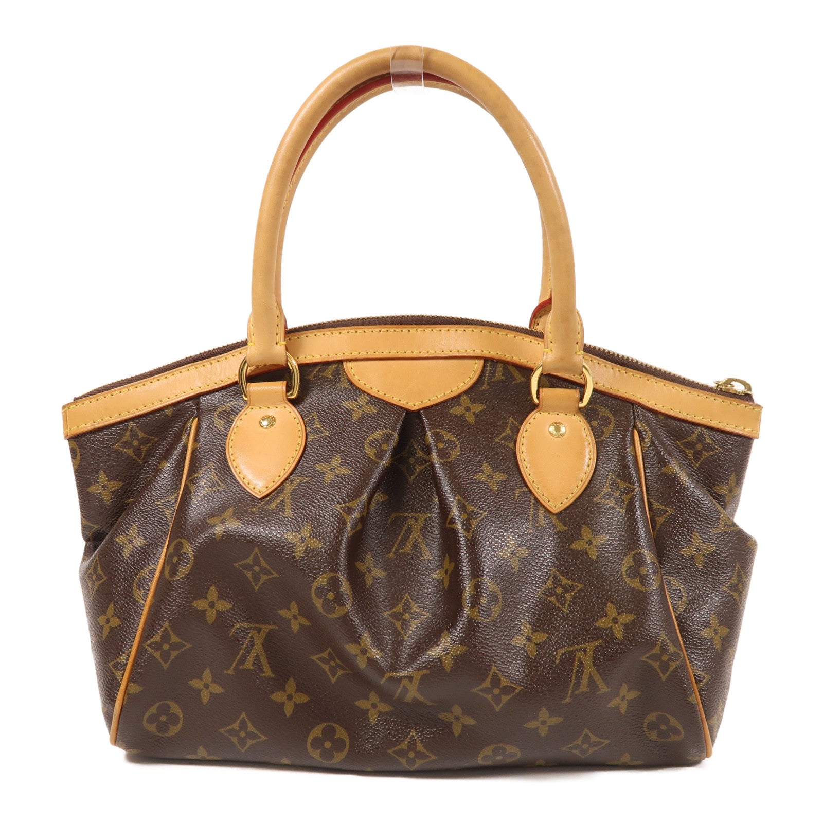 LOUIS VUITTON Monogram Tivoli PM金扣手挽袋棕色