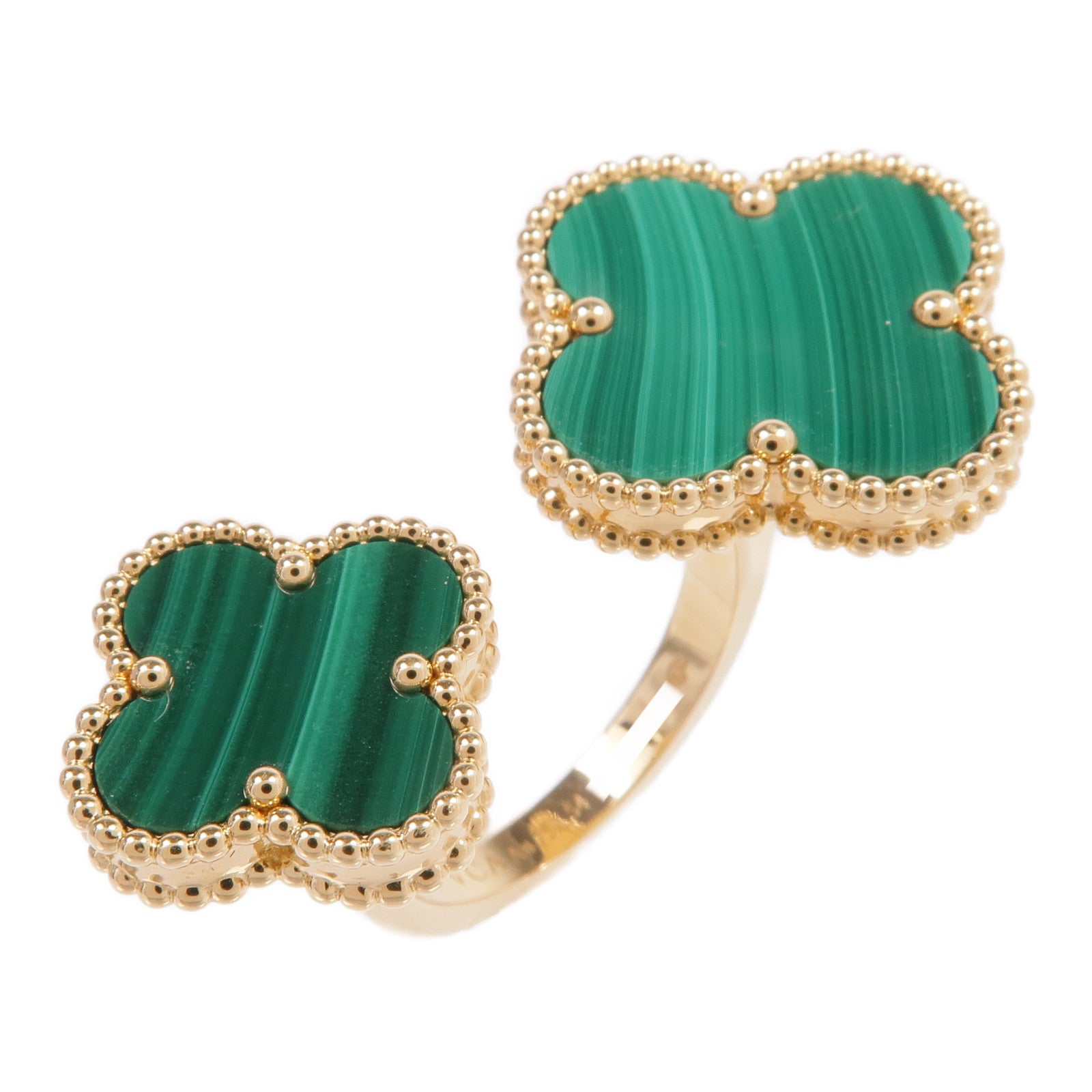 Van Cleef & Arpels 【激減優惠】18K黃金Magic Alhambra Between the Finger Ring孔雀石戒指VCA#54/US#6.75