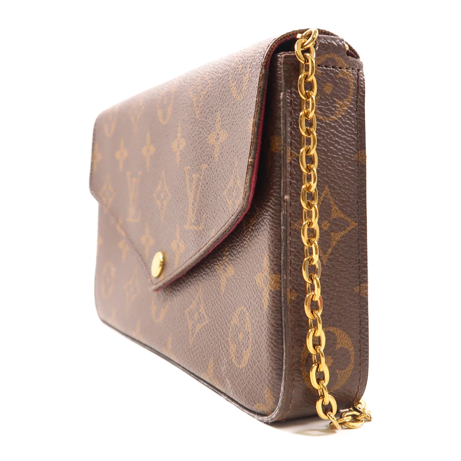 LOUIS VUITTON Monogram Pochette Felicie金扣鏈帶肩背袋棕色
