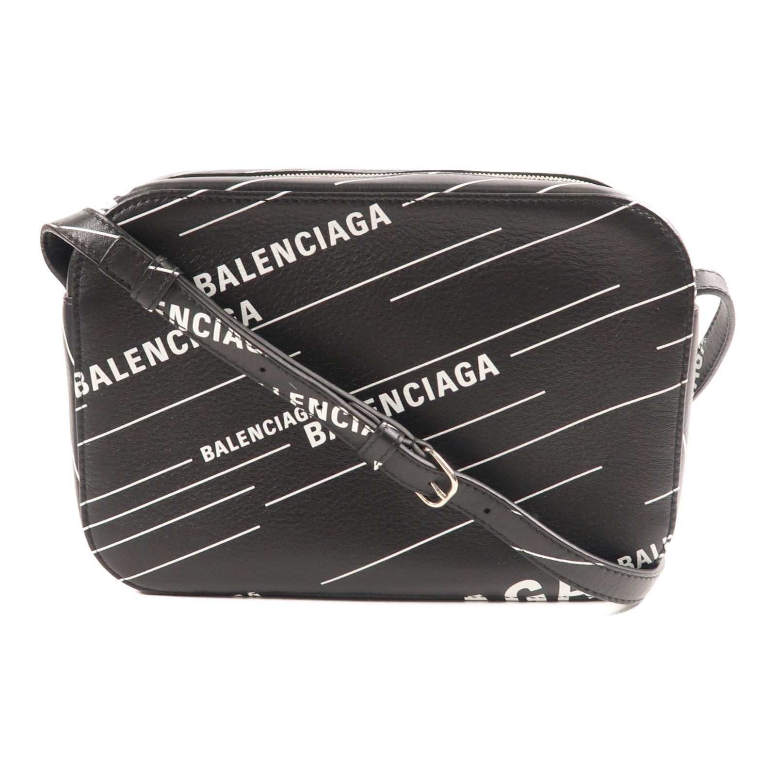 BALENCIAGA SHW Shoulder Bag Calfskin Leather 552370 Black/White