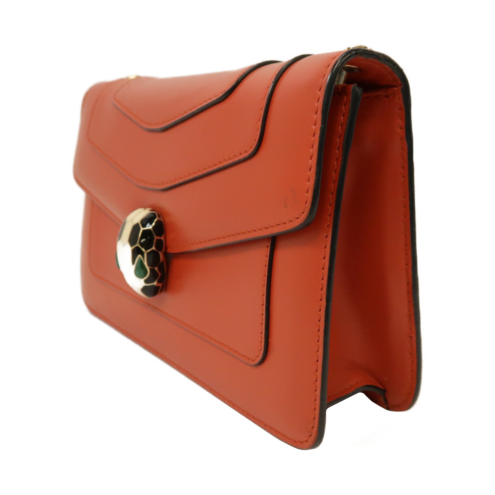 BVLGARI 牛皮皮革Chain Shoulder Bag金扣鏈帶肩背袋橙色