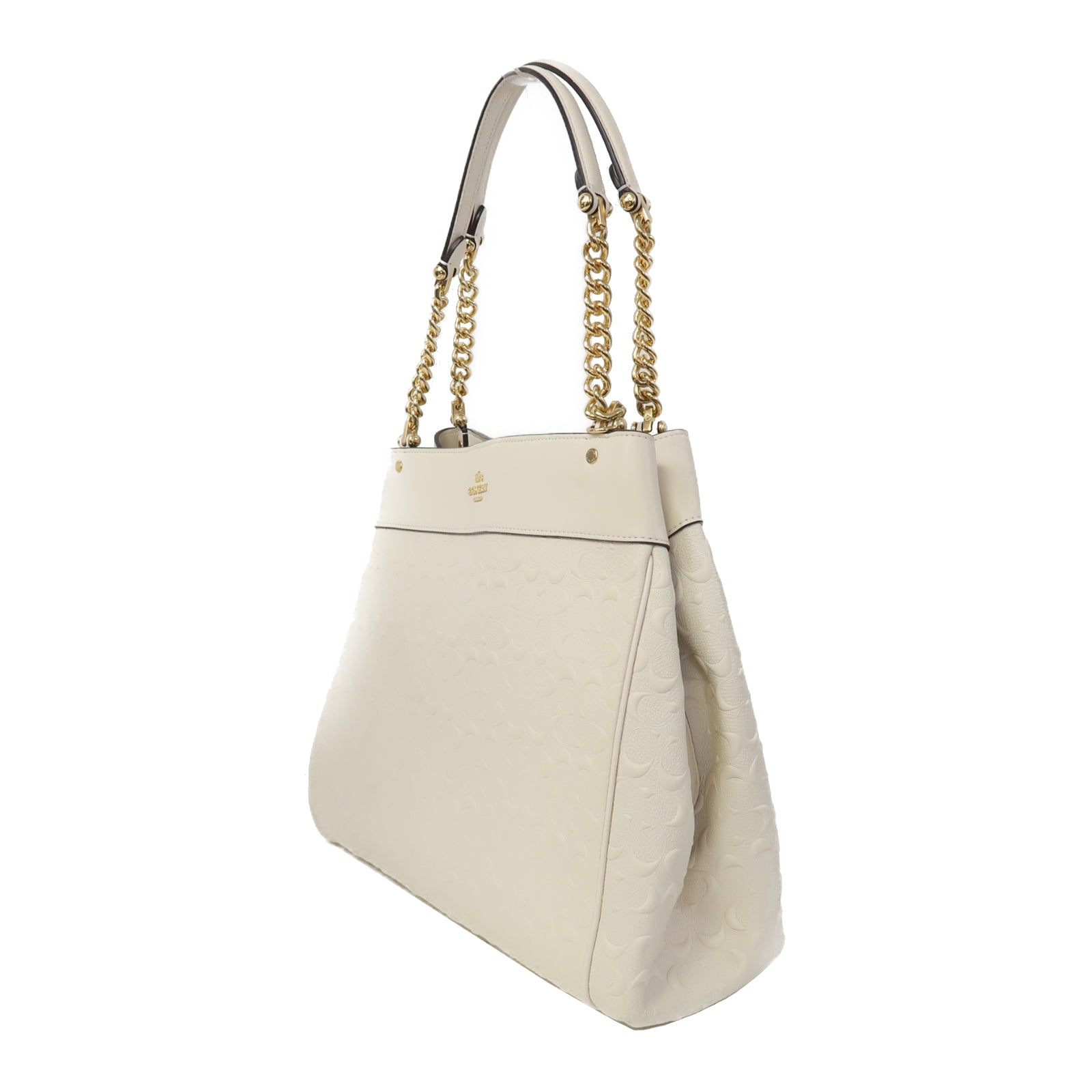 COACH 牛皮皮革Shoulder Bag金扣肩背袋白色