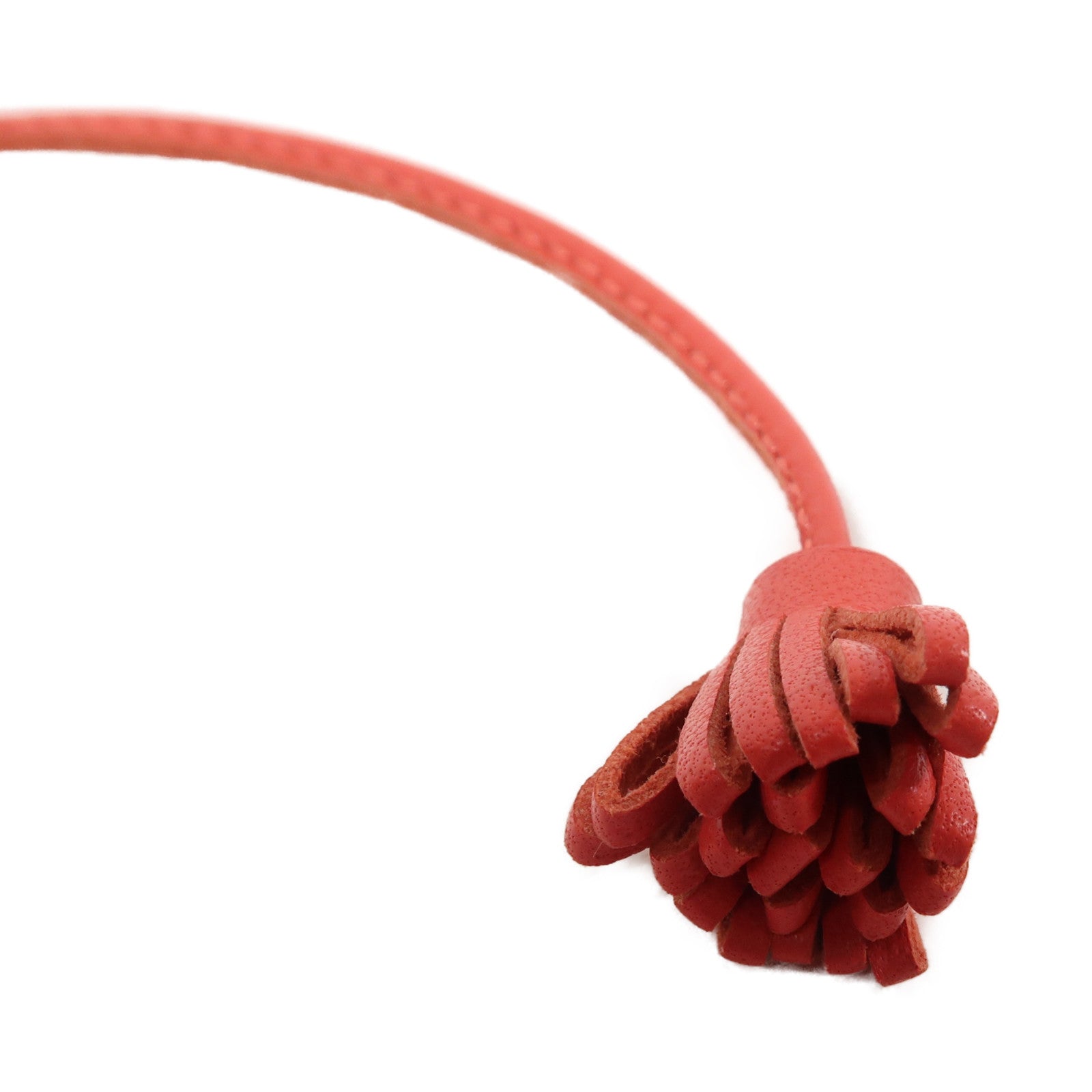 HERMES Agneau Milo皮革Carmencita Petit Pom Pom Charm杜鵑紅色
