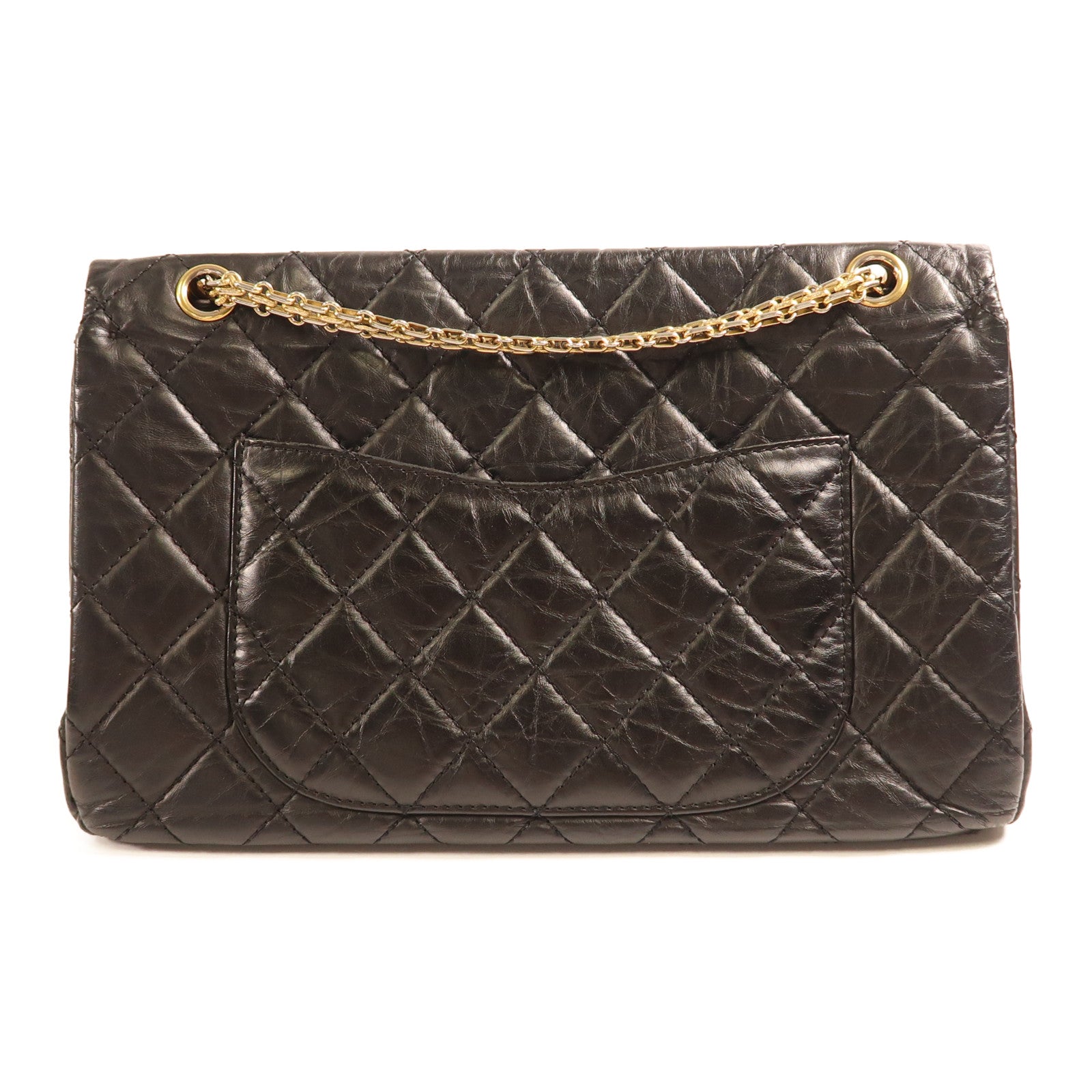 CHANEL 牛皮皮革2.55金扣鏈帶肩背袋黑色