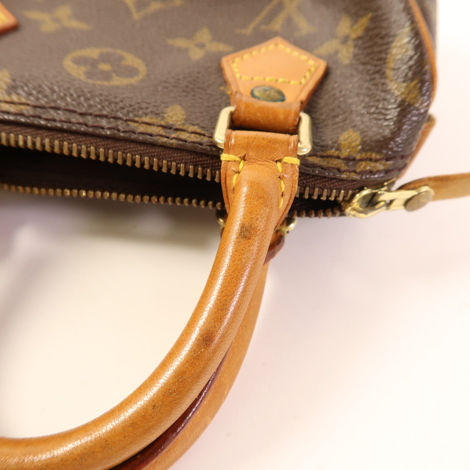 LOUIS VUITTON Monogram Speedy Mini金扣手挽袋棕色