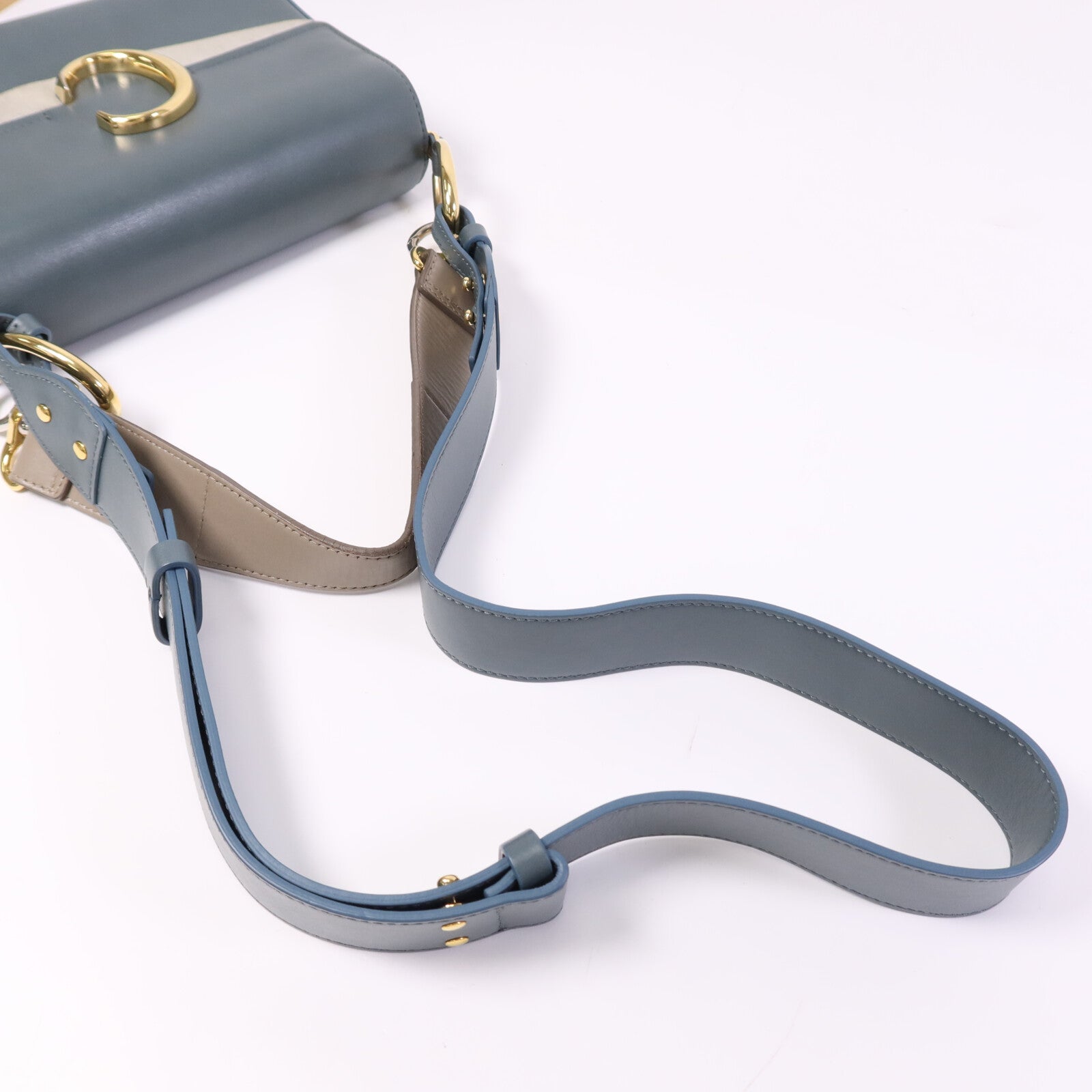 Chloe 牛皮皮革Small C Double Carry Bag金扣肩背袋