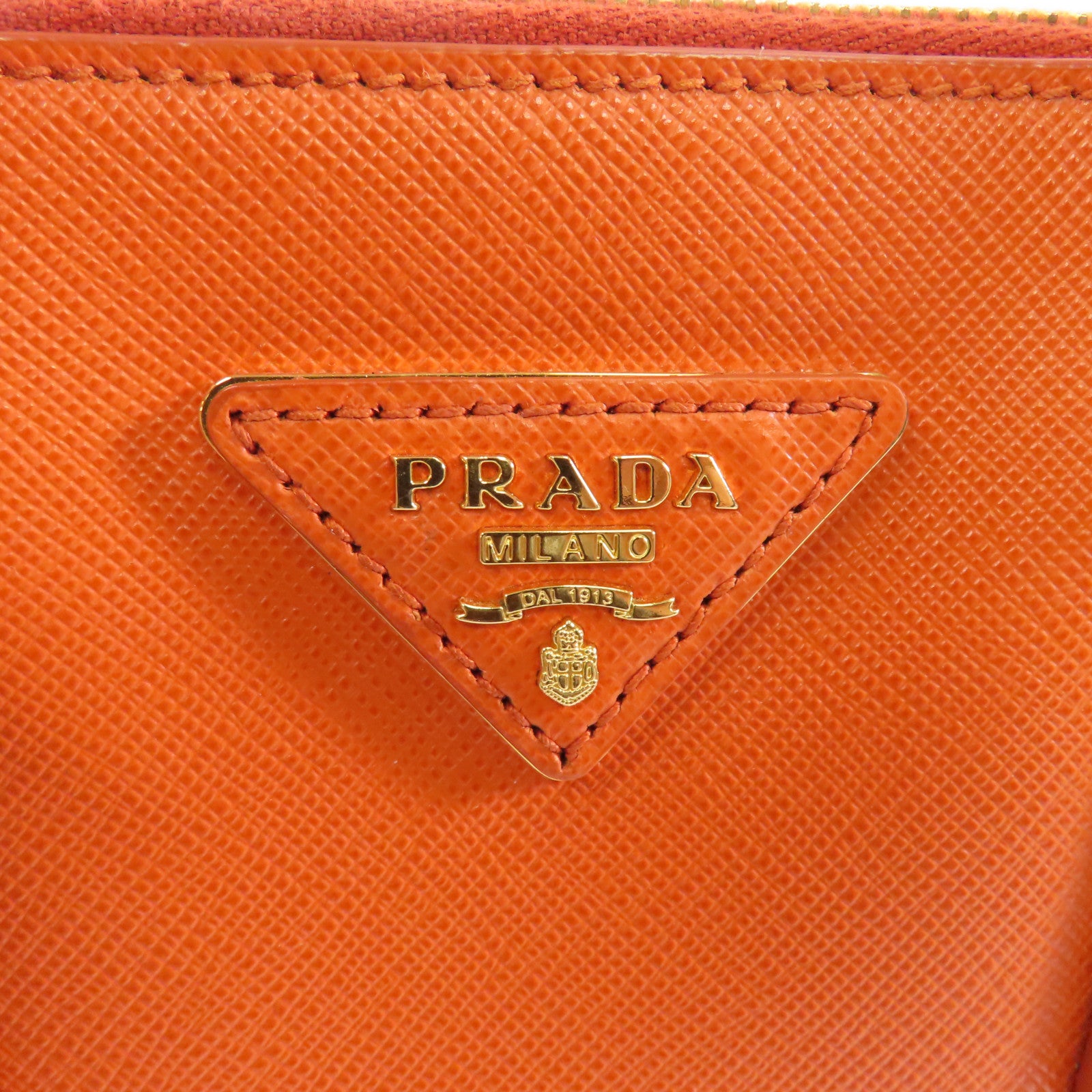 PRADA Saffiano皮革Kilker Bag金扣手挽肩背兩用袋橙色