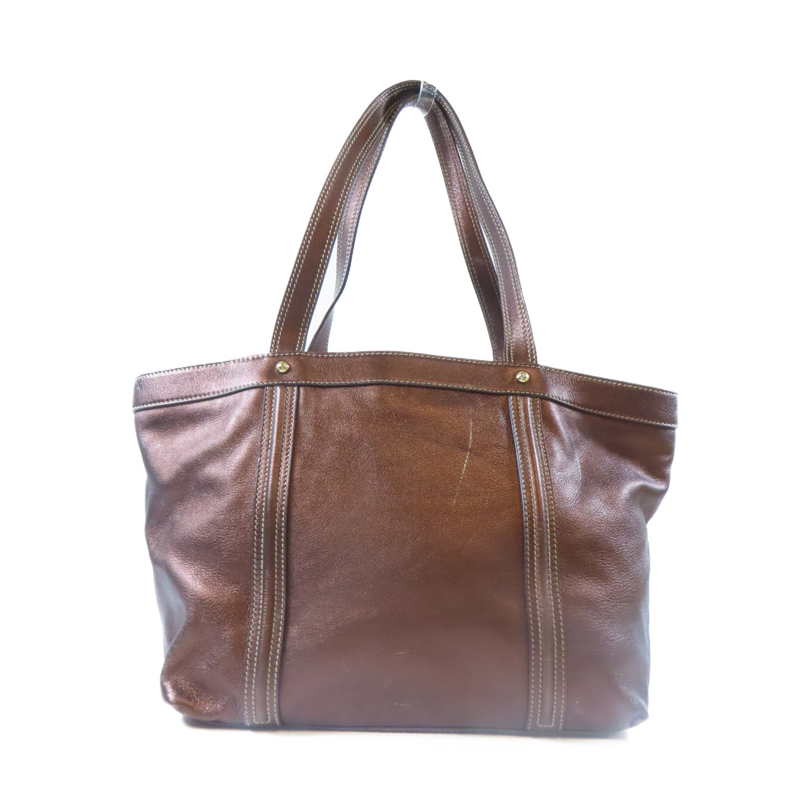 D&G 【激減優惠】牛皮皮革Tote Bag金扣手挽袋啡色