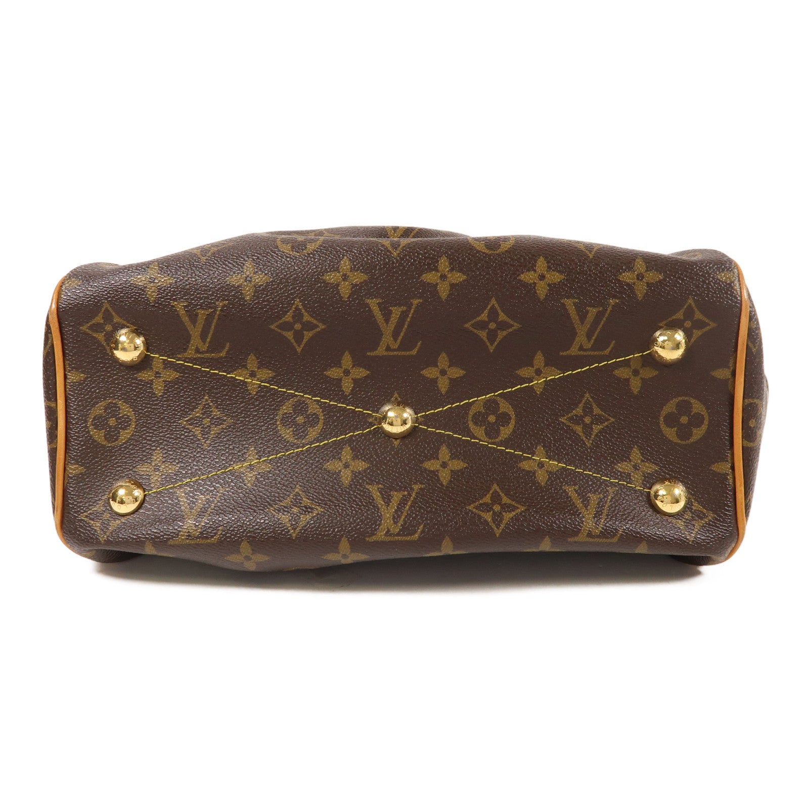 LOUIS VUITTON Monogram Tivoli PM金扣手挽袋棕色