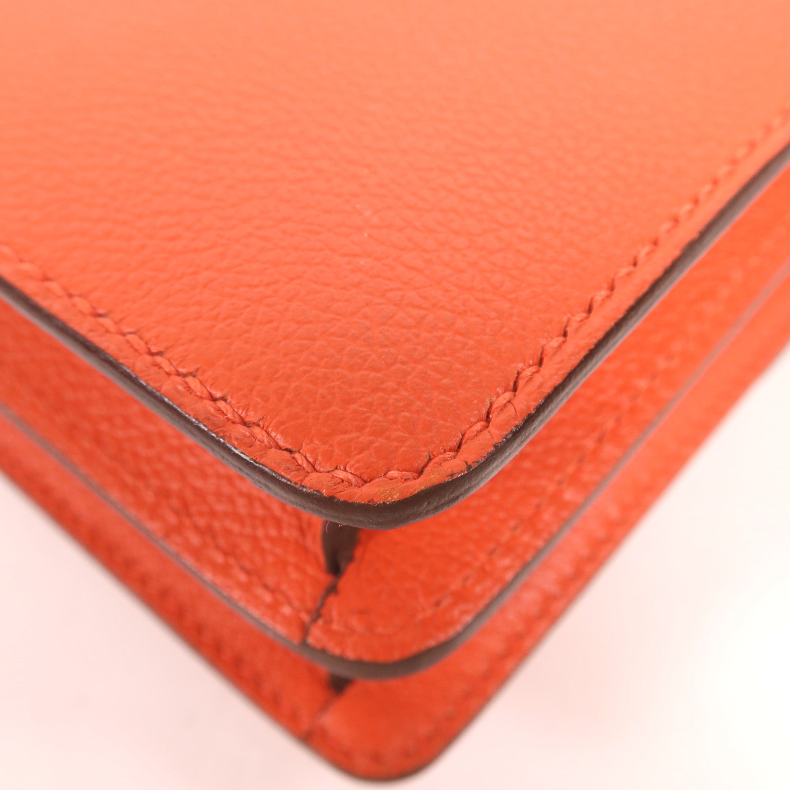 HERMES Evercolor皮革Mini Roulis金扣肩背袋Cuivre/Capucine