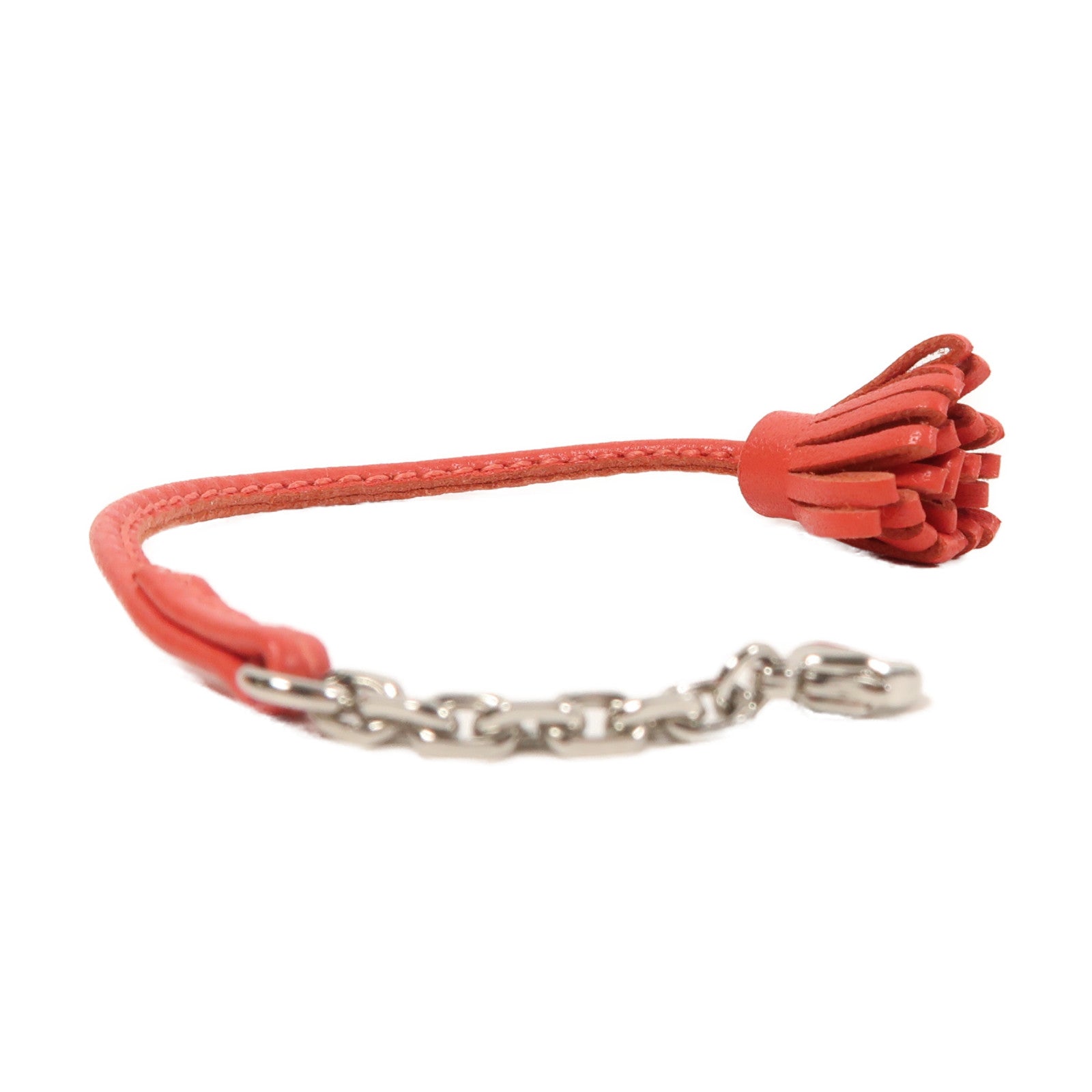 HERMES Agneau Milo皮革Carmencita Petit Pom Pom Charm杜鵑紅色