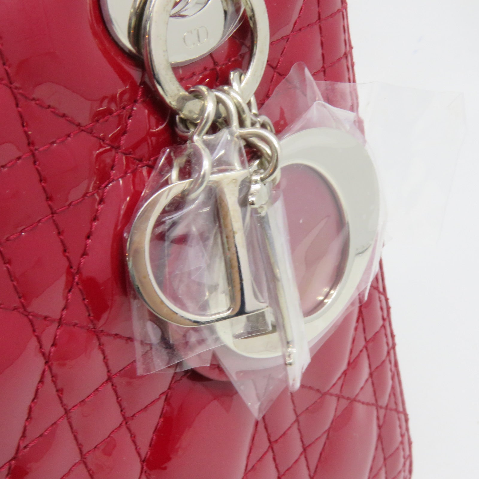 Dior 【激減優惠】漆皮皮革Lady Dior 2Way Shoulder Bag手挽肩背兩用袋酒紅色