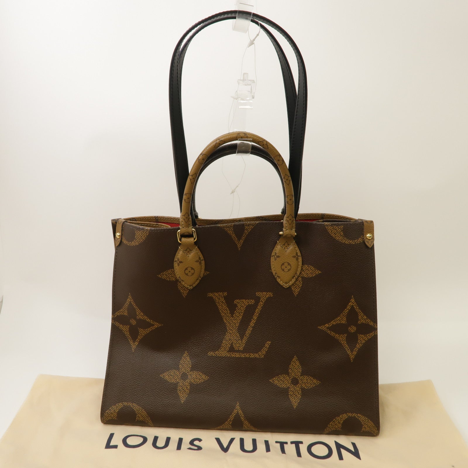 LOUIS VUITTON Monogram Giant On The Go MM金扣手挽肩背兩用袋啡色