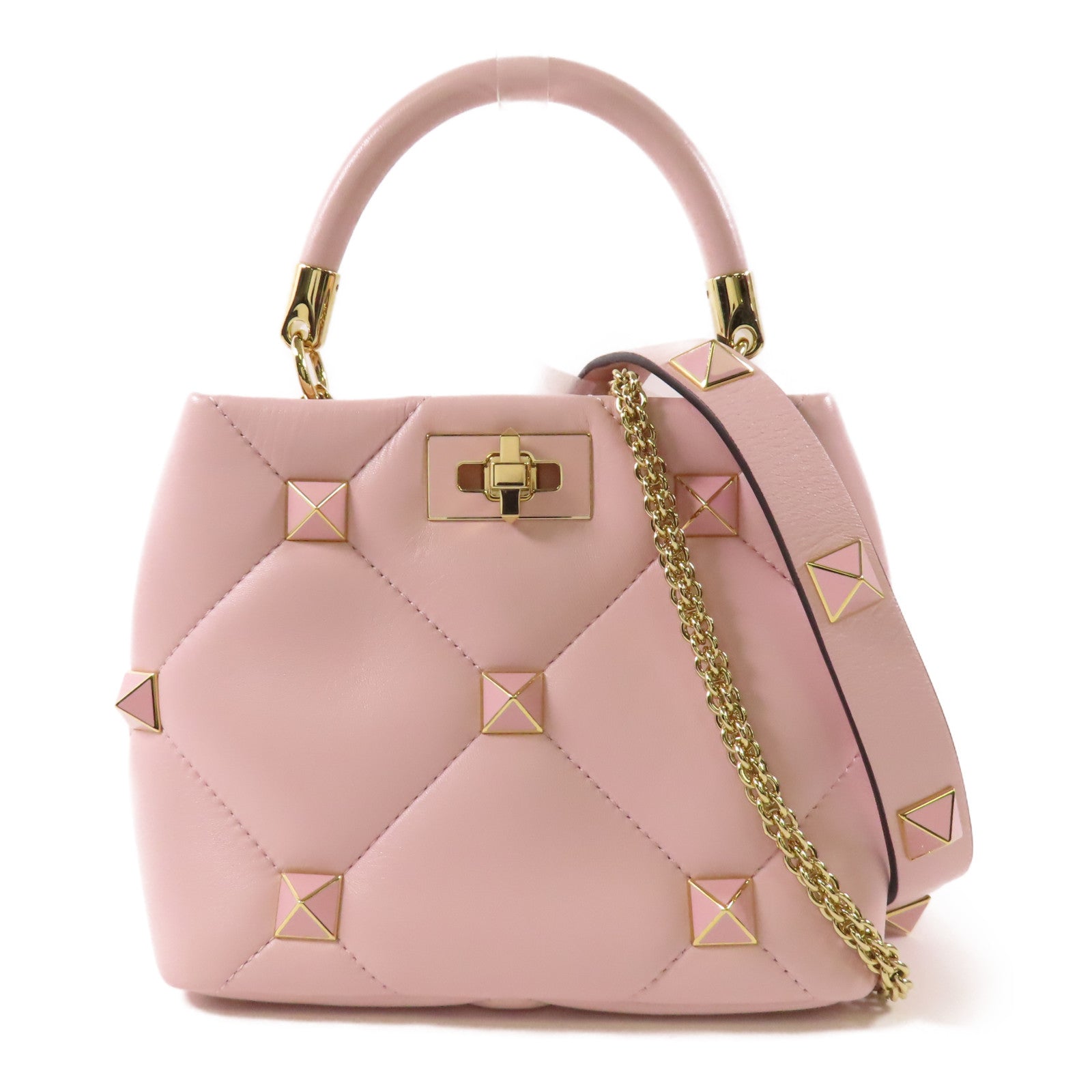 Valentino 牛皮皮革Roman Stud 2 Way Bag金扣鏈帶手挽肩背兩用袋