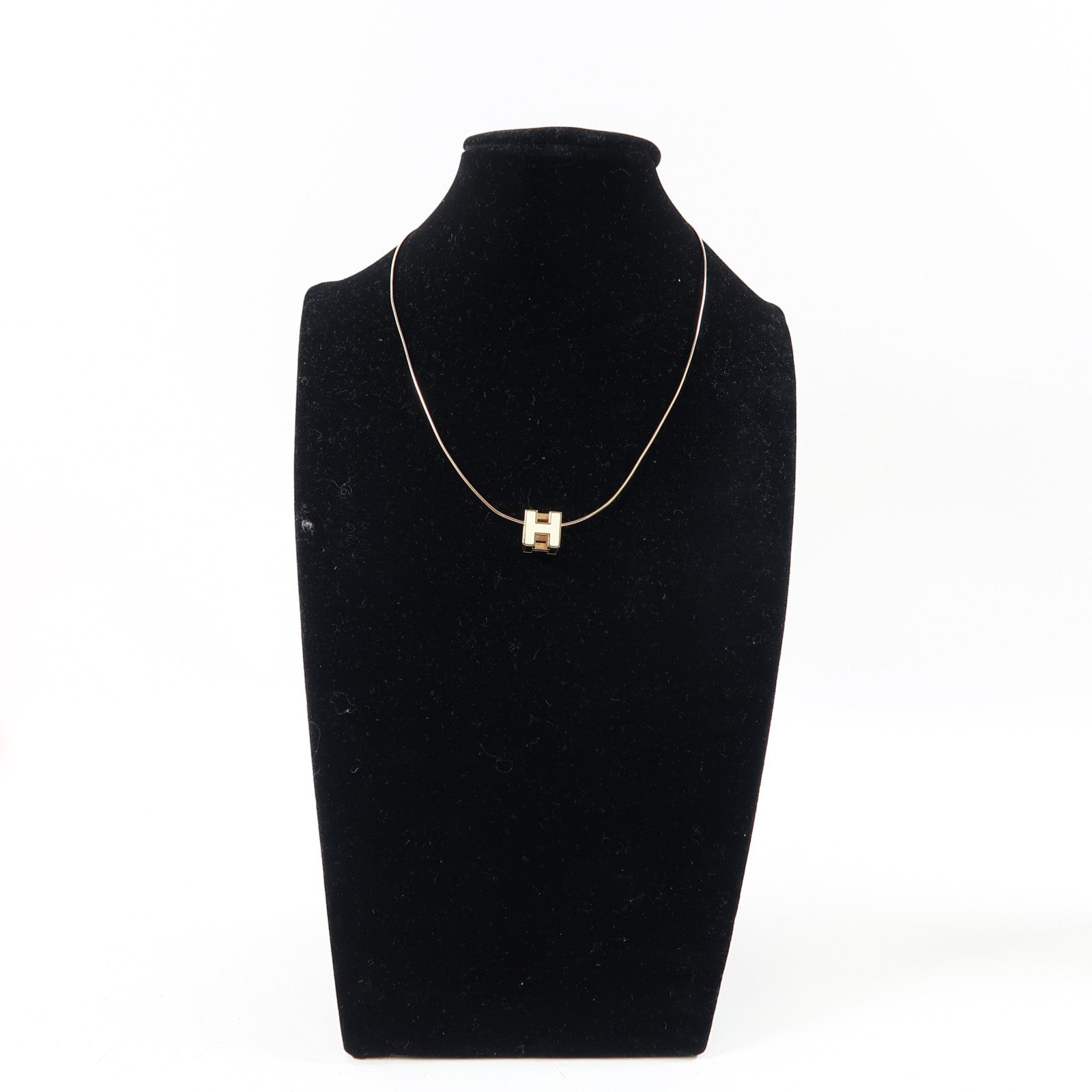 HERMES 金屬Cage d'h Necklace項鍊白色/金色