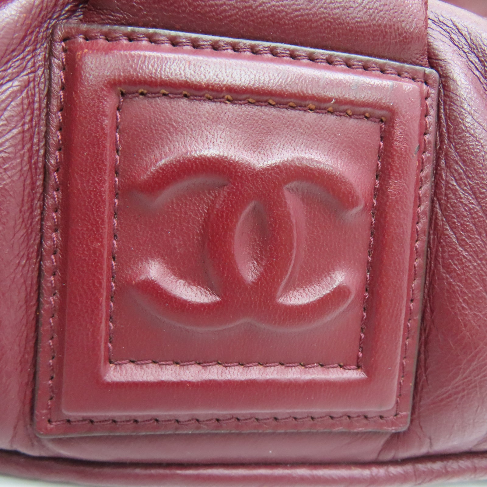 CHANEL 羊皮皮革Cococoon银扣托特袋酒红色
