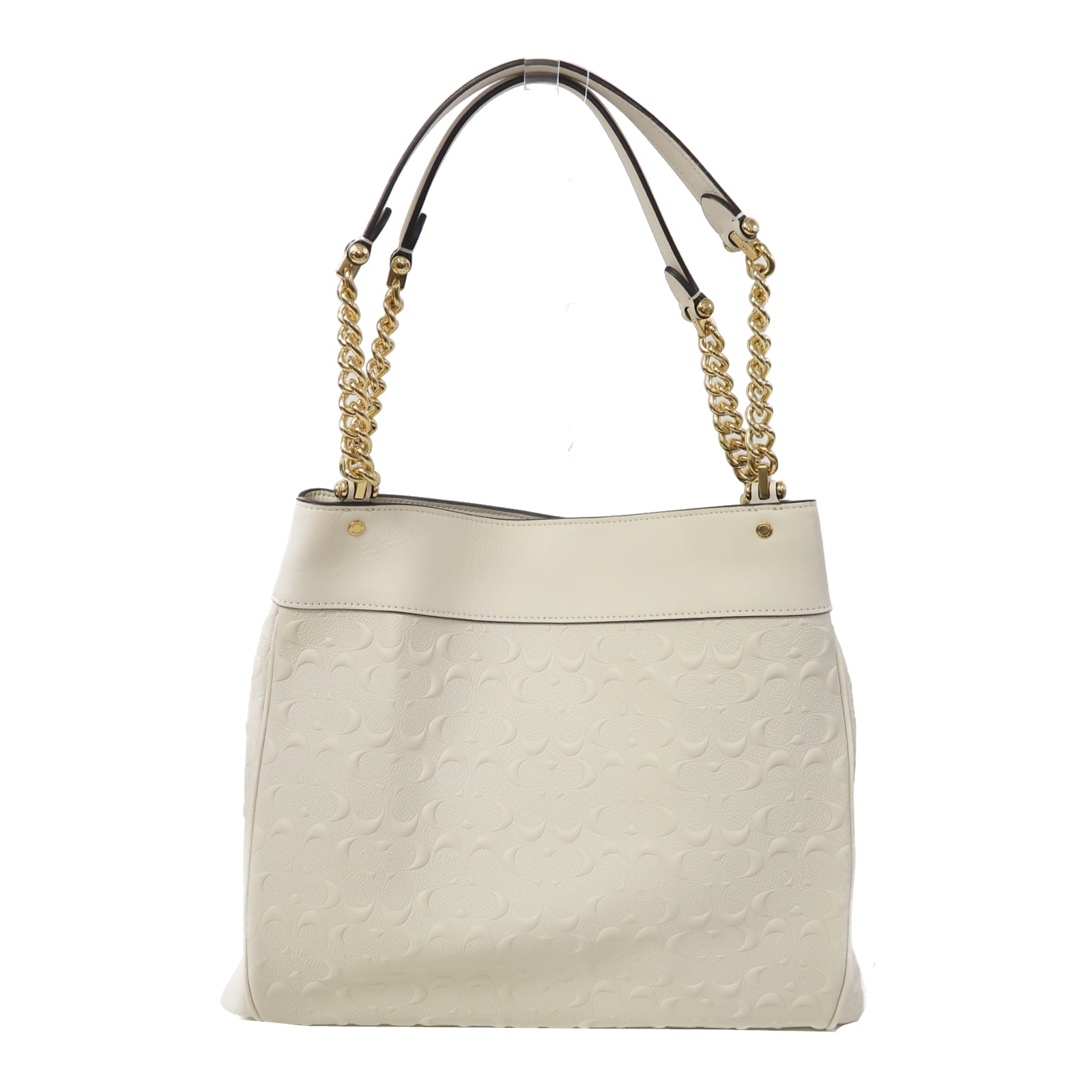 COACH 牛皮皮革Shoulder Bag金扣肩背袋白色