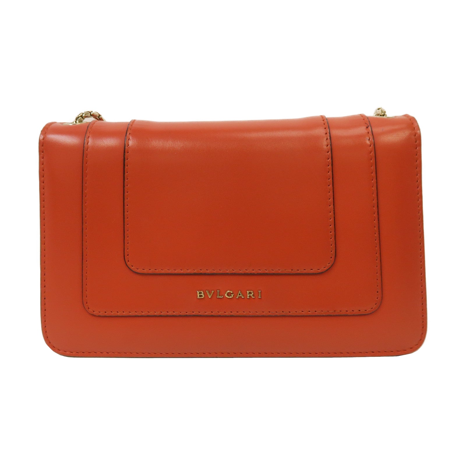 BVLGARI 牛皮皮革Chain Shoulder Bag金扣鏈帶肩背袋橙色