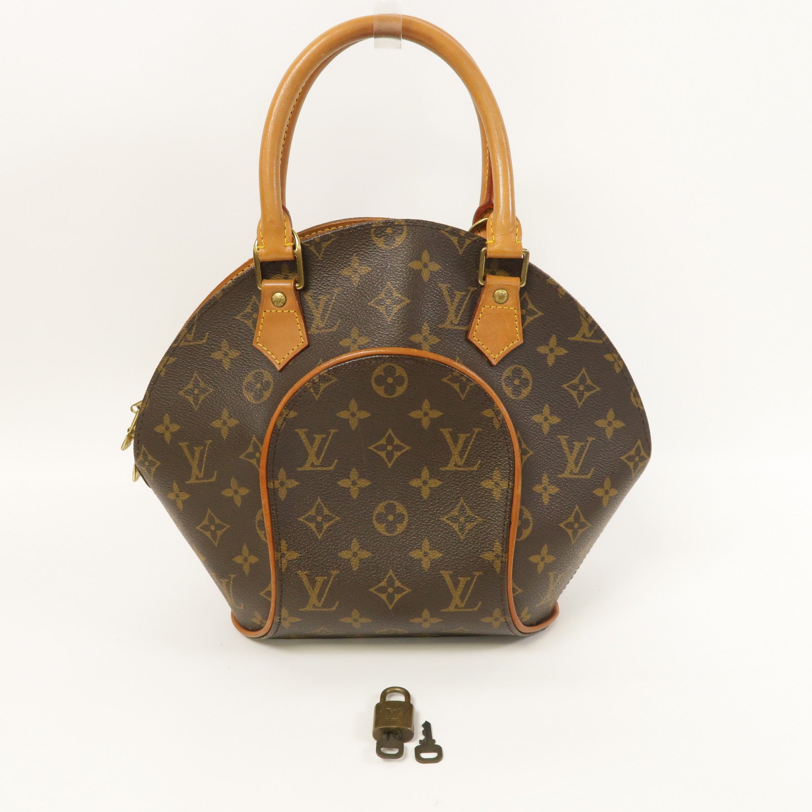 LOUIS VUITTON Monogram Elipse PM金扣手挽袋啡色