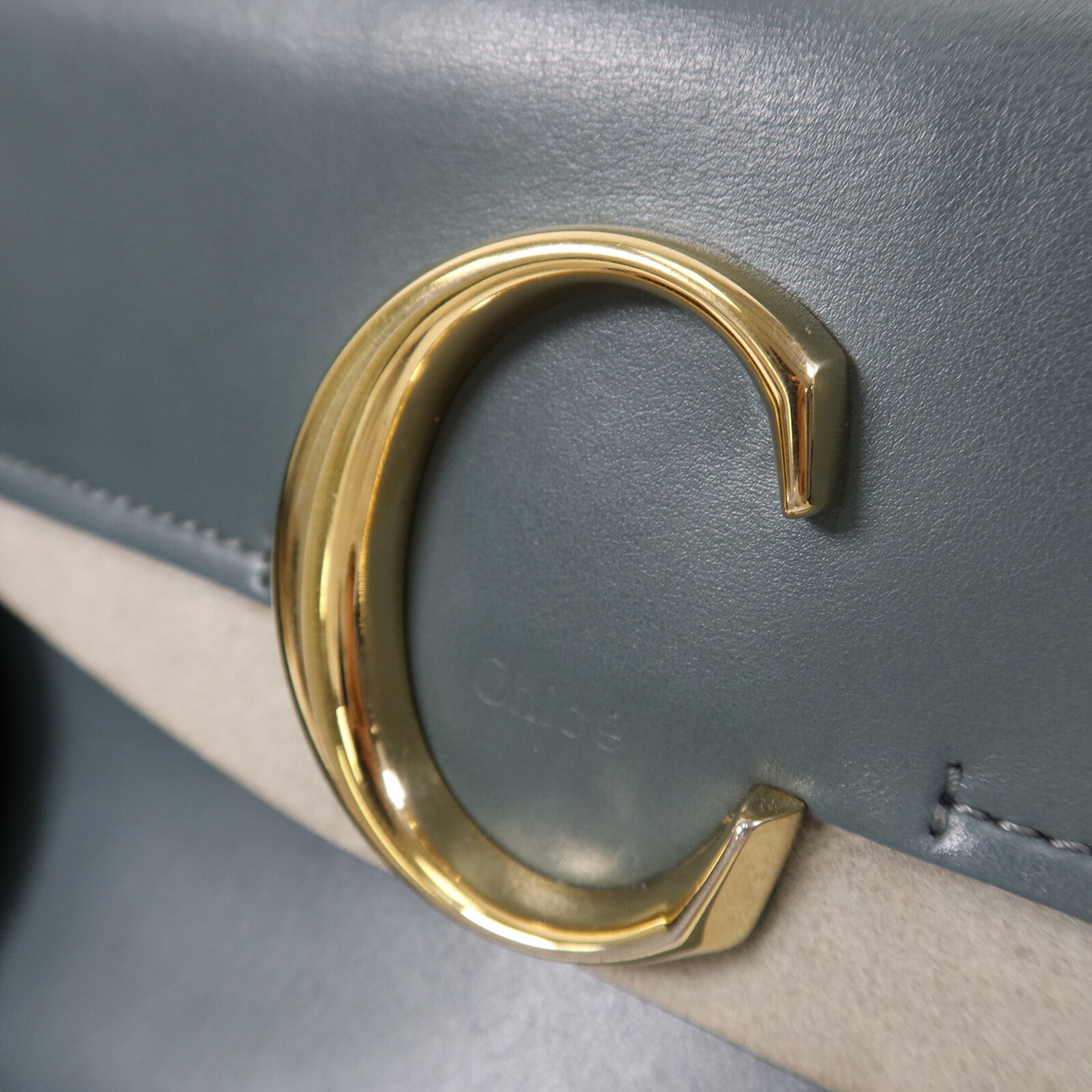 Chloe 牛皮皮革Small C Double Carry Bag金扣肩背袋