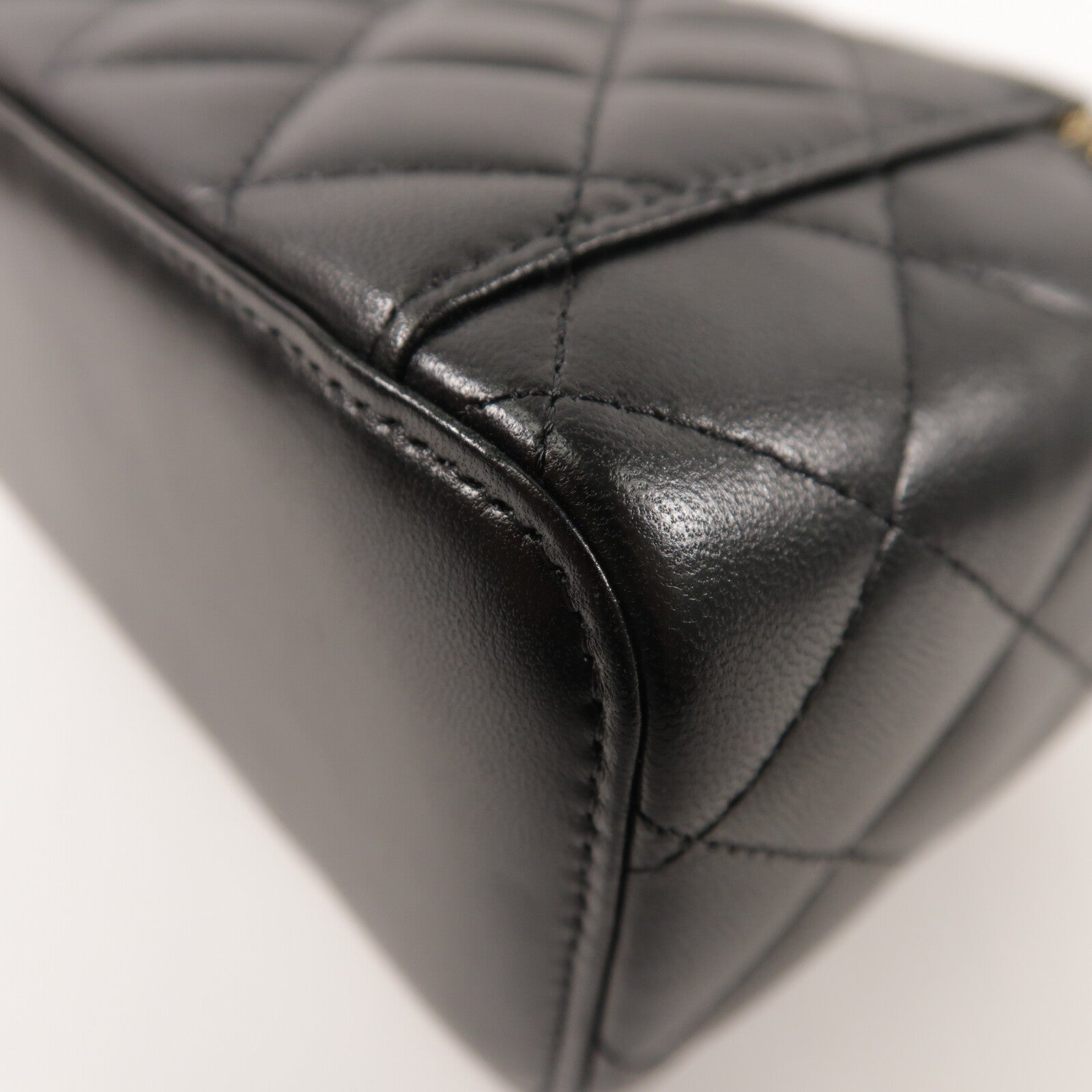 CHANEL 羊皮皮革Top Handle Vanity Case金扣鏈帶手挽肩背兩用袋