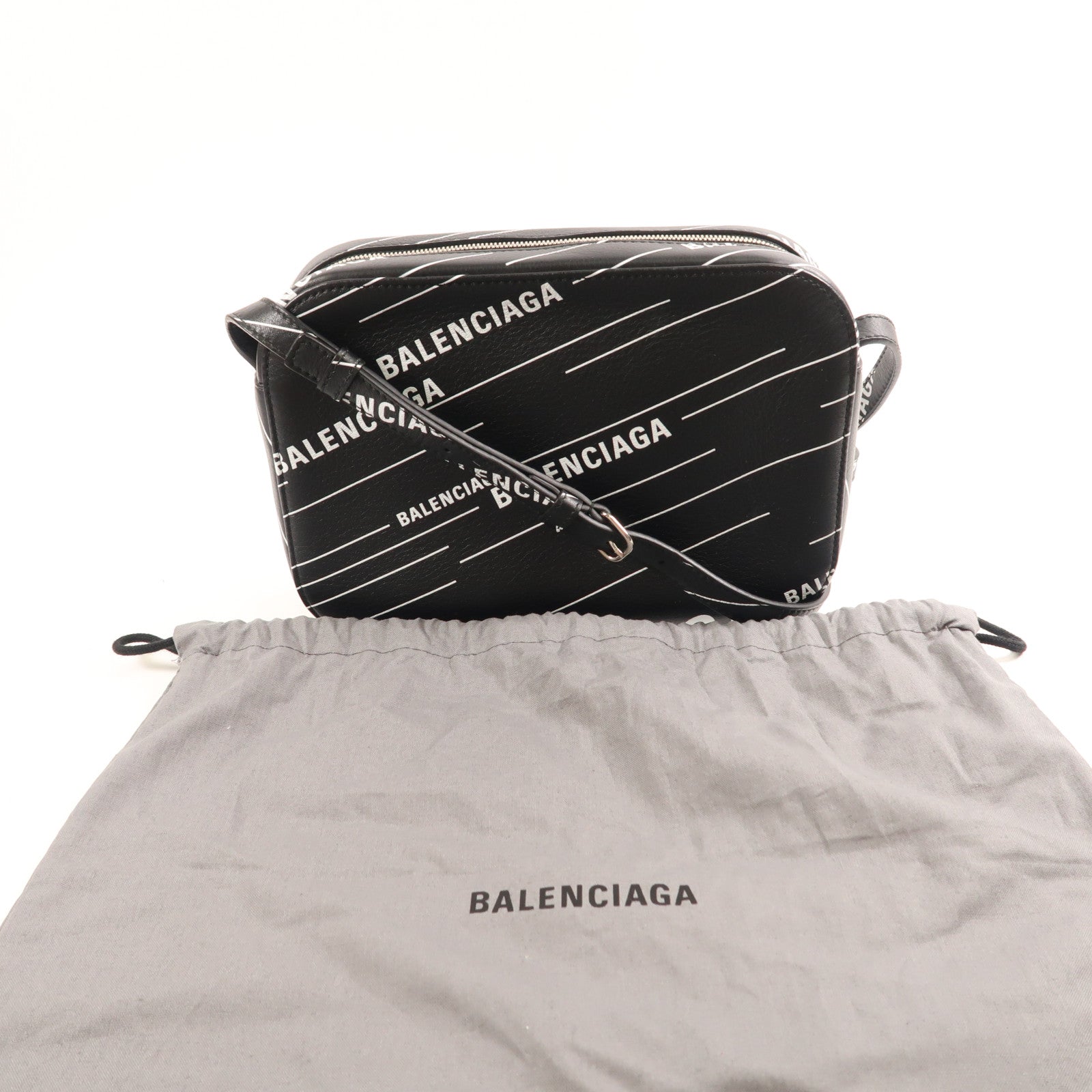 BALENCIAGA SHW Shoulder Bag Calfskin Leather 552370 Black/White