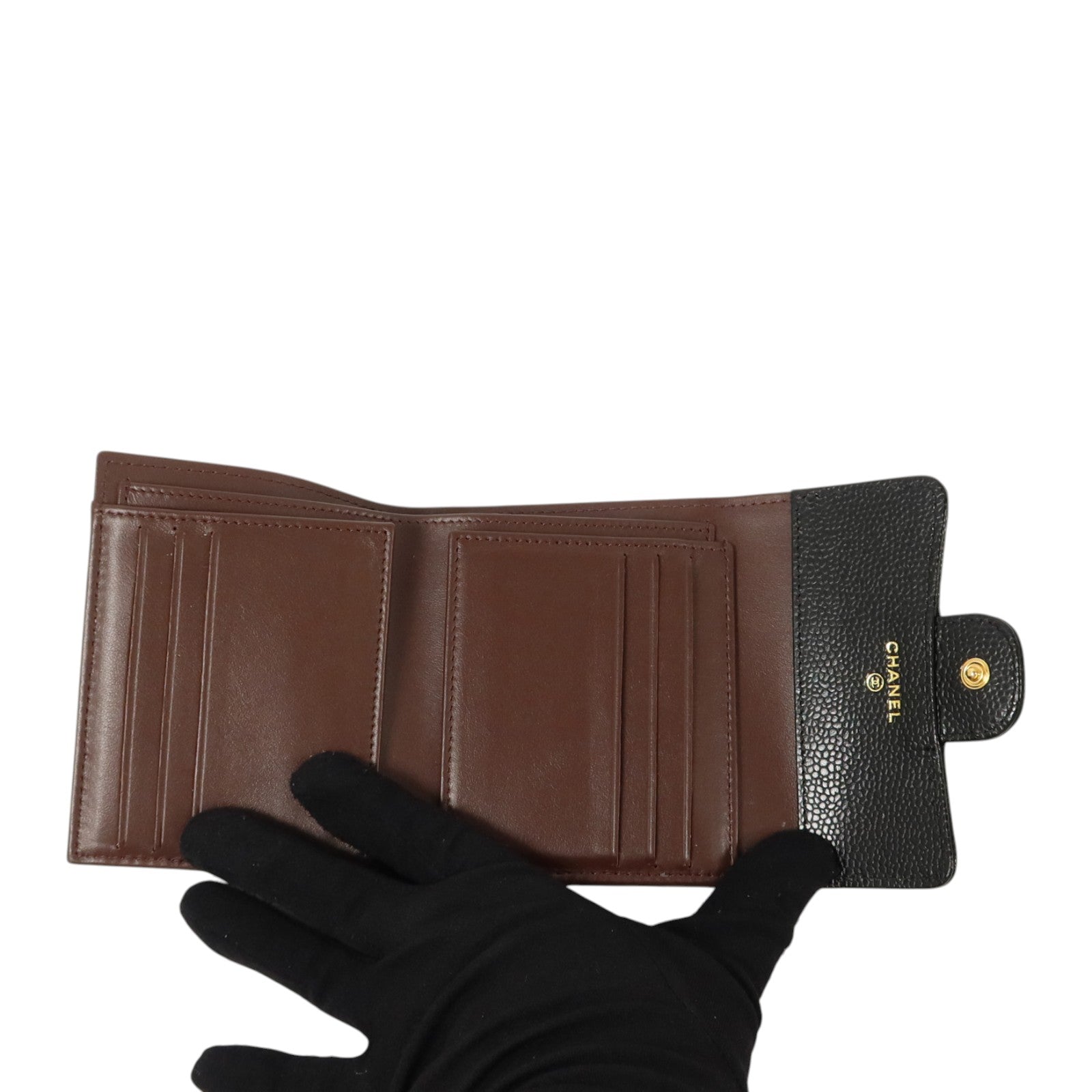 CHANEL 牛皮皮革Classic Trifold Wallet金扣錢包