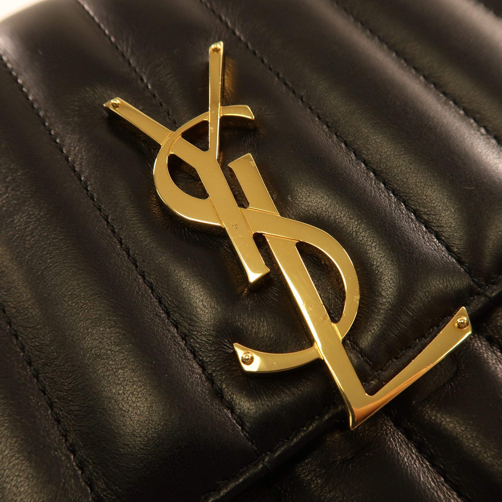 SAINT LAURENT 羊皮皮革Vicky金扣鏈帶肩背袋黑色