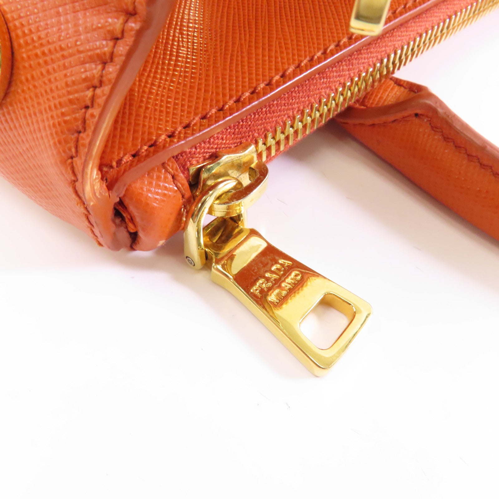 PRADA Saffiano皮革Kilker Bag金扣手挽肩背兩用袋橙色