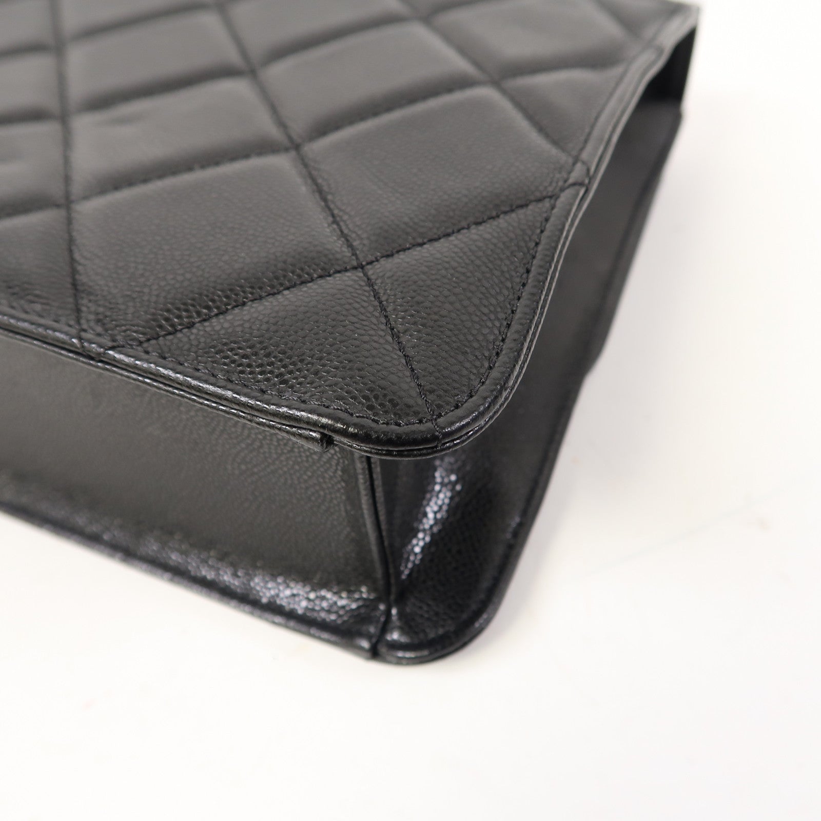 CHANEL 菱格牛皮皮革Shoulder Bag金扣鏈帶肩背袋黑色