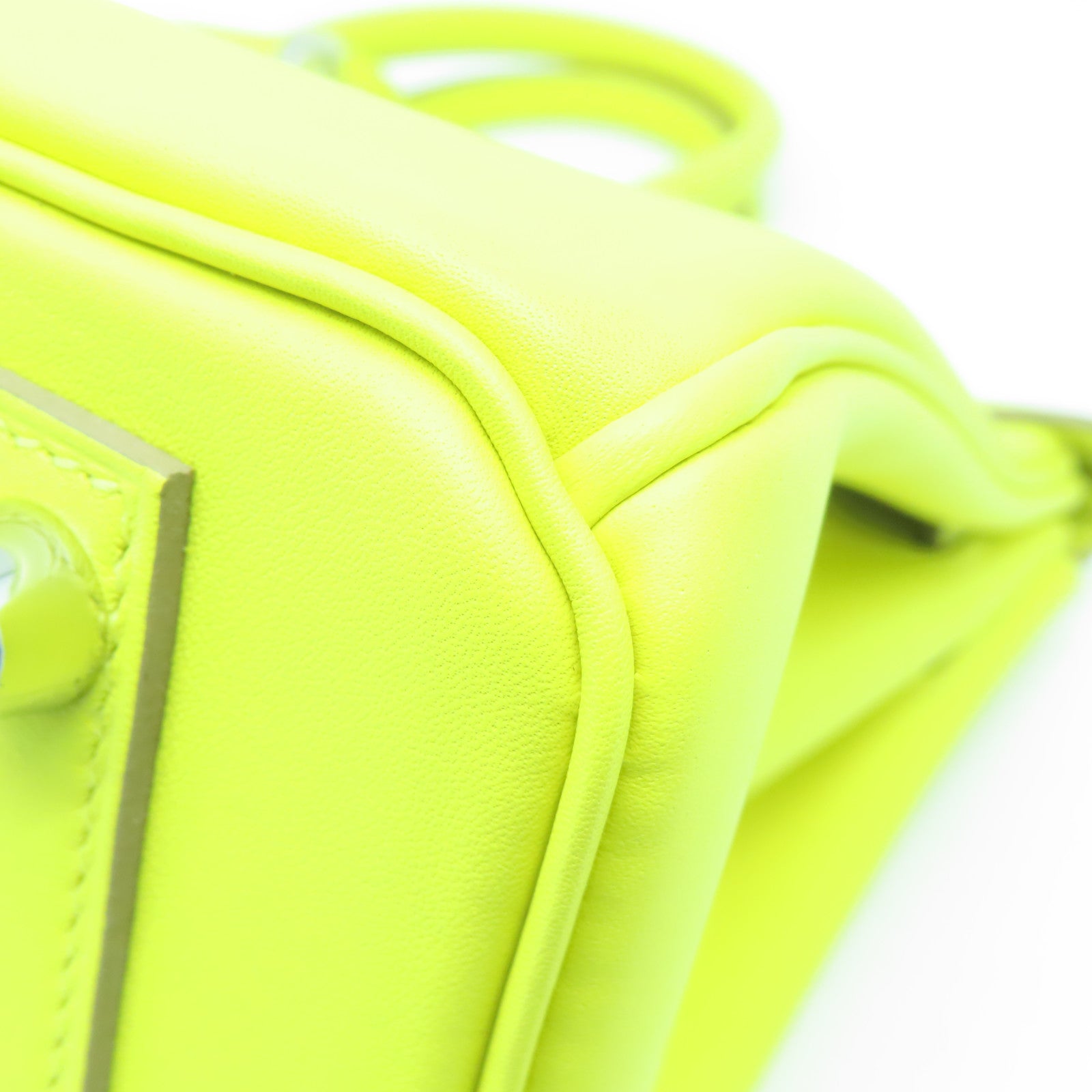 HERMES 【清倉大減價】Swift皮革Birkin 25銀扣手挽袋Lime黃色