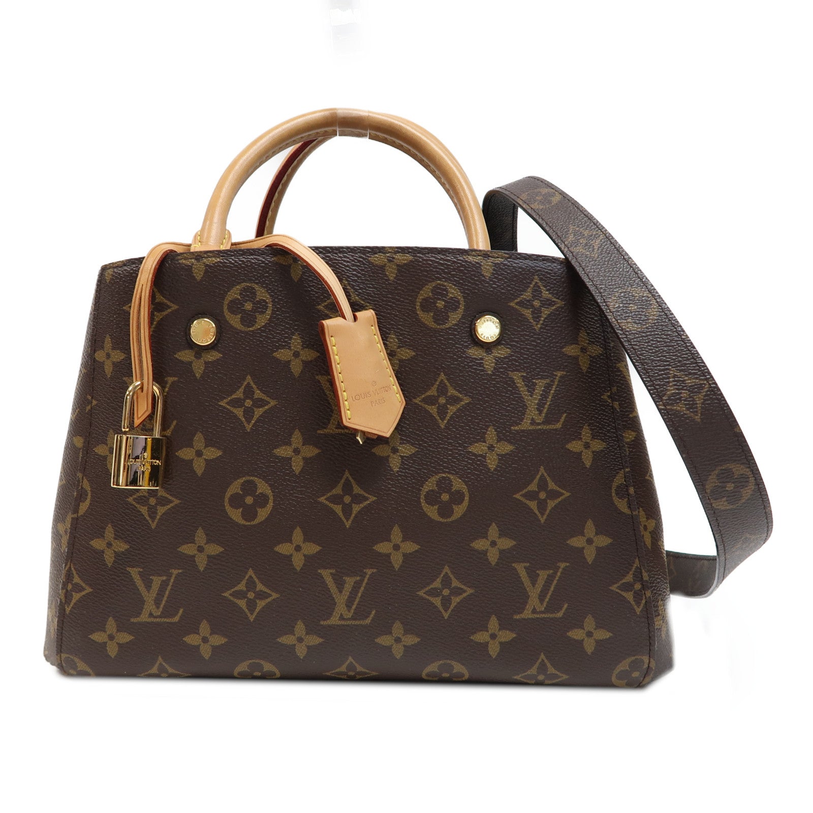 LOUIS VUITTON Monogram Montaigne BB金扣手挽肩背兩用袋啡色