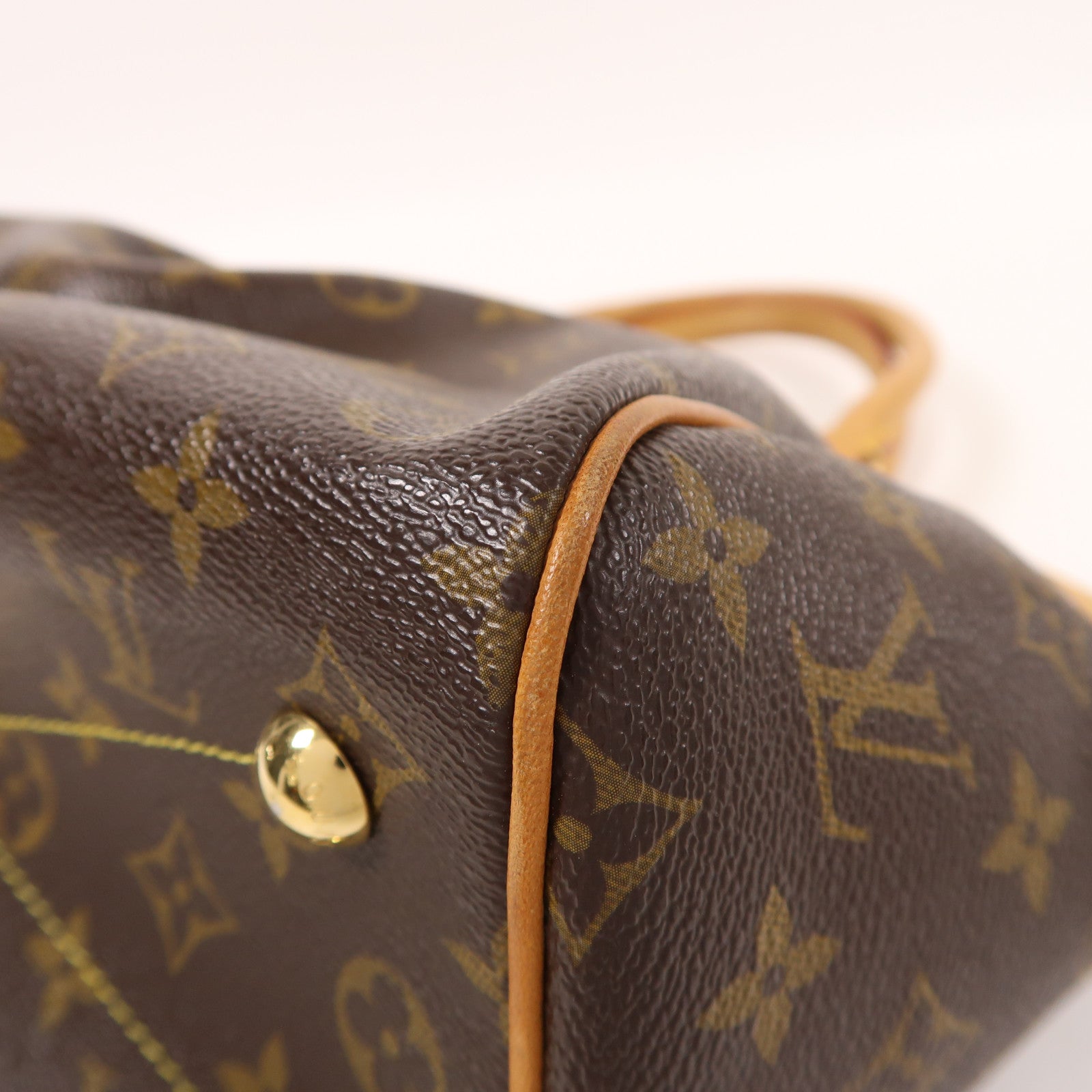 LOUIS VUITTON Monogram Tivoli PM金扣手挽袋棕色