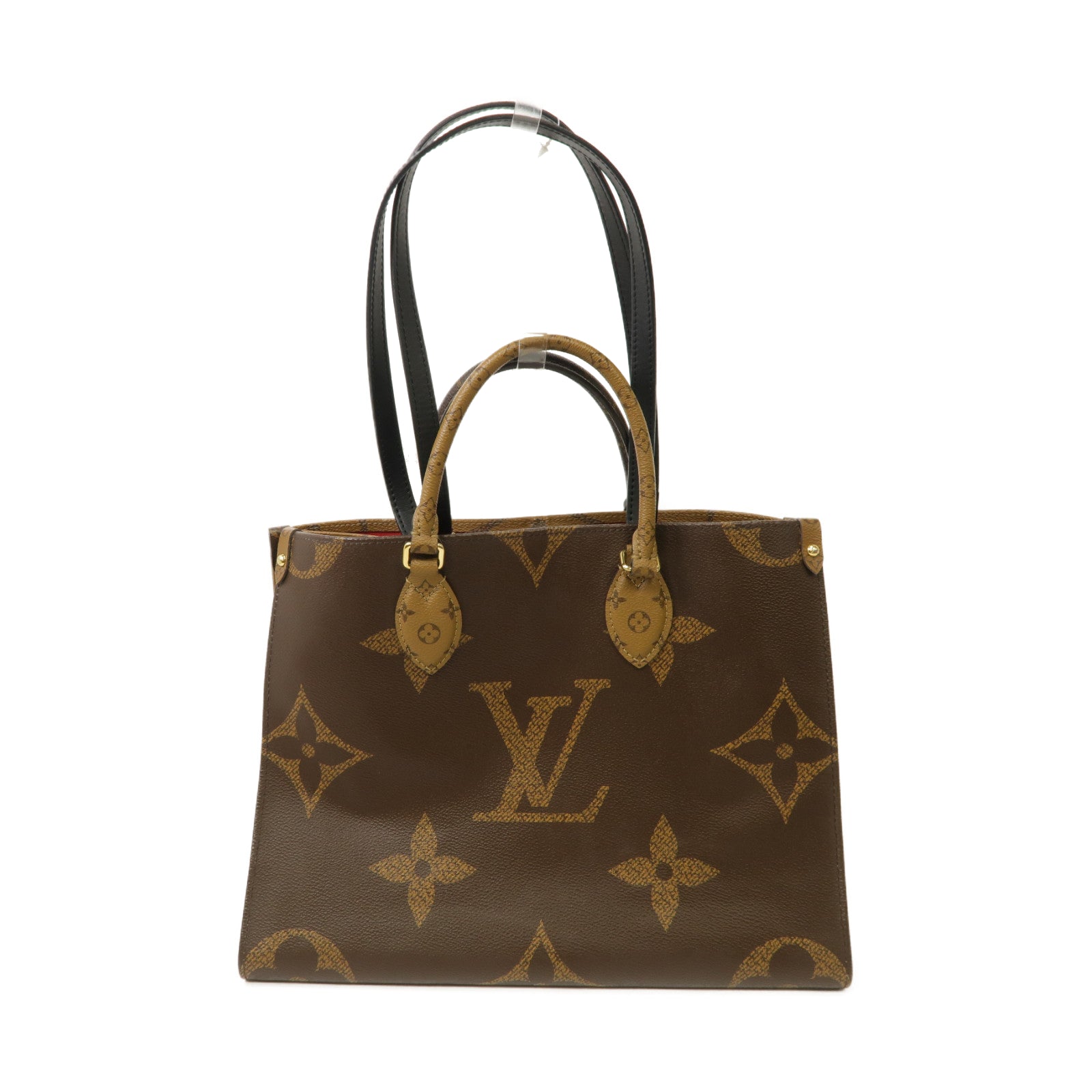 LOUIS VUITTON Monogram Giant On The Go MM金扣手挽肩背兩用袋啡色