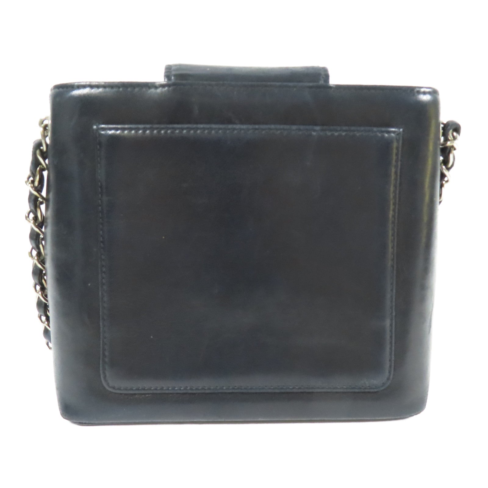 CHANEL 羊皮皮革Chain Shoulder銀扣肩背袋