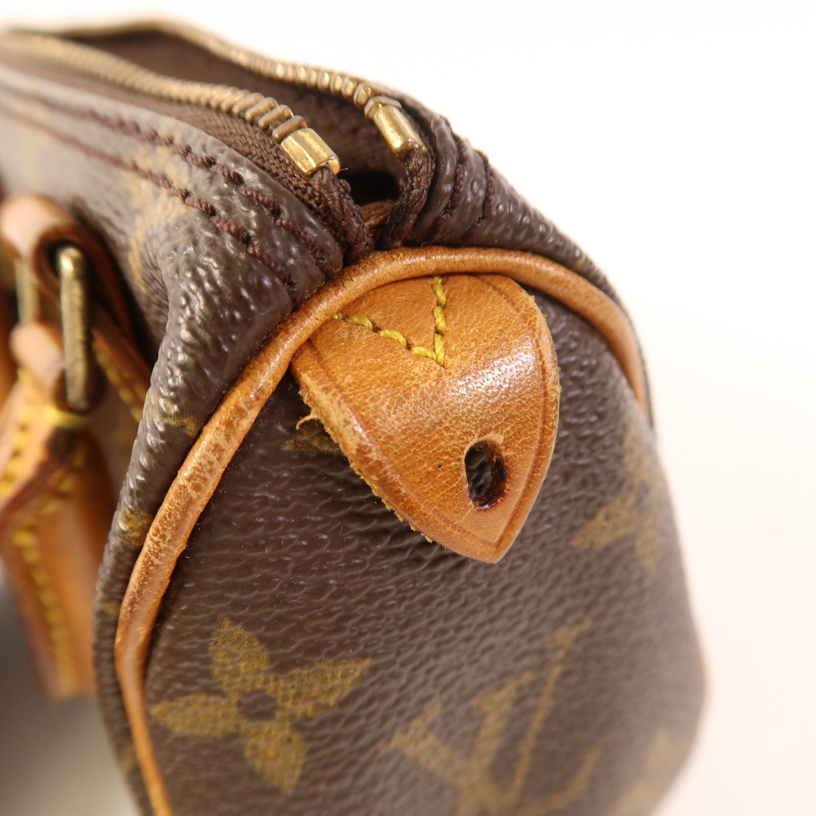 LOUIS VUITTON Monogram Speedy Mini金扣手挽袋棕色