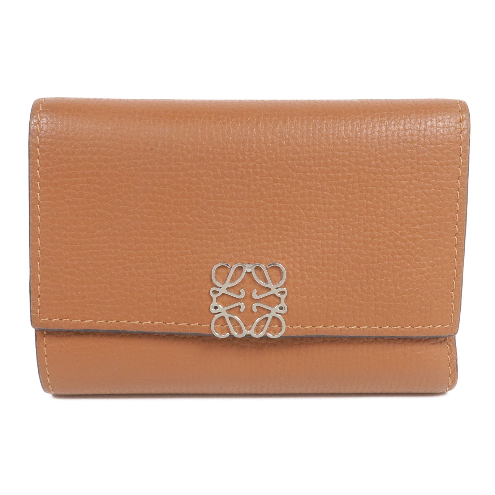 LOEWE 牛皮皮革Anagram Trifold Wallet銀扣錢包