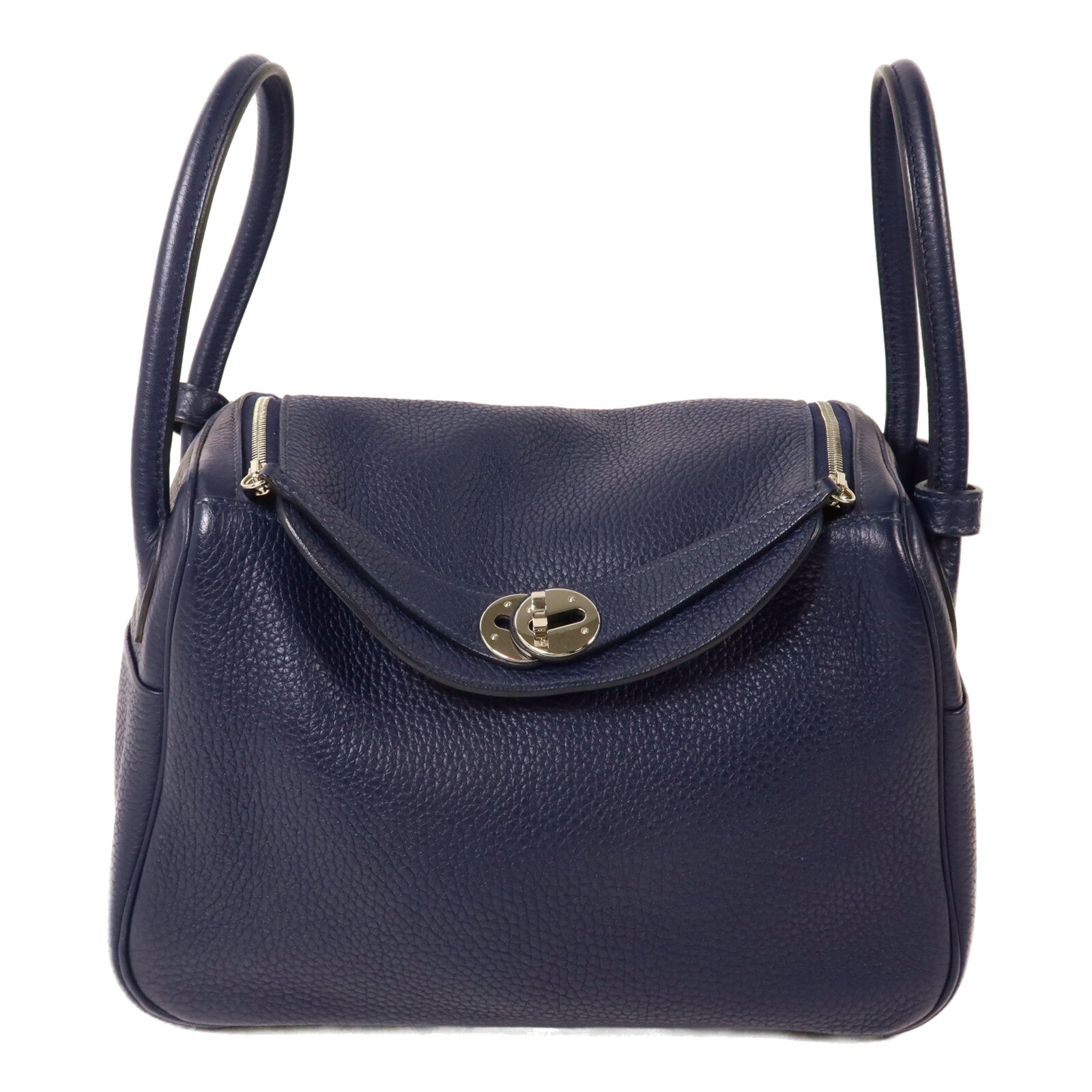 HERMES Clemence皮革Lindy 26手挽肩背兩用袋Bleu Nuit