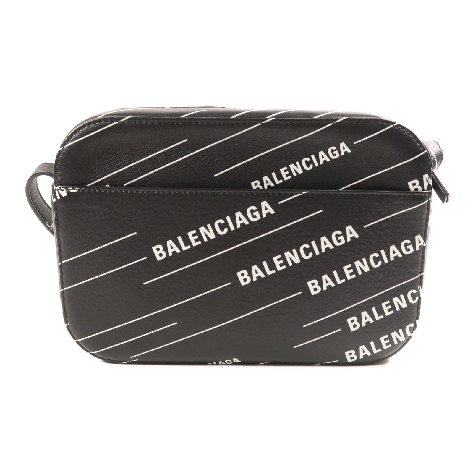 BALENCIAGA SHW Shoulder Bag Calfskin Leather 552370 Black/White