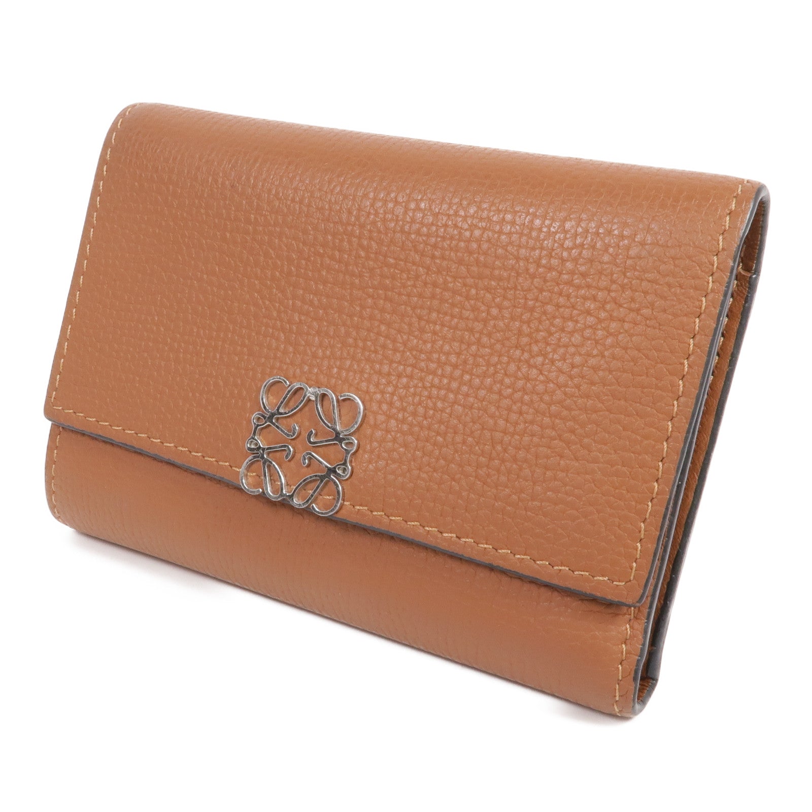 LOEWE 牛皮皮革Anagram Trifold Wallet銀扣錢包