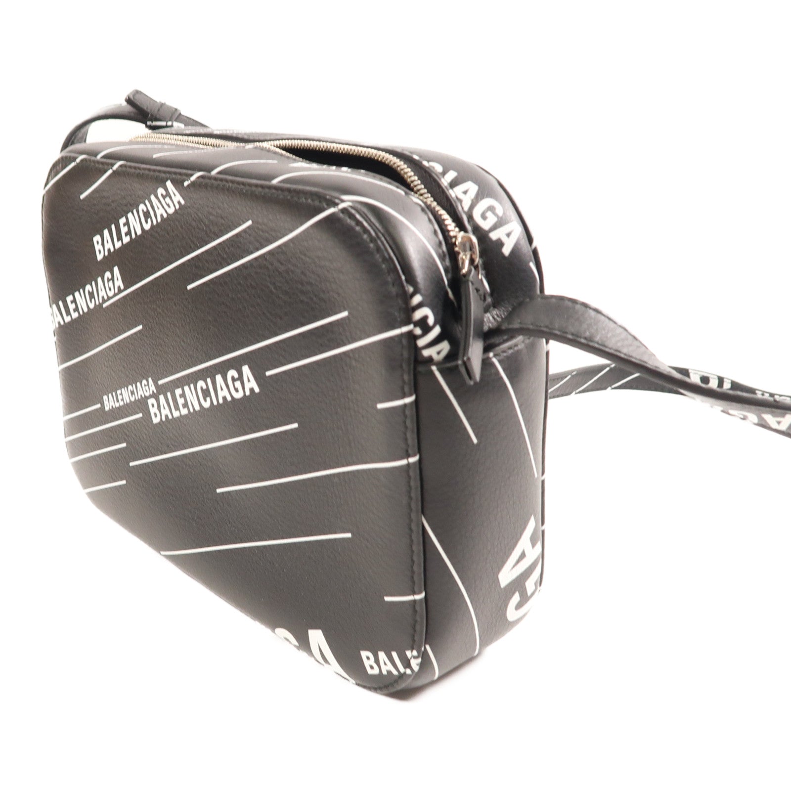 BALENCIAGA SHW Shoulder Bag Calfskin Leather 552370 Black/White