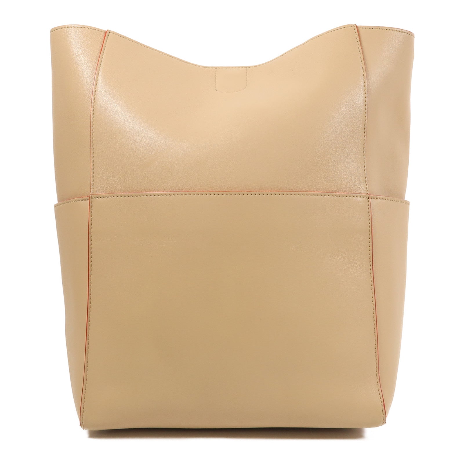 CELINE 牛皮皮革Bucket Bag金扣肩背袋米色