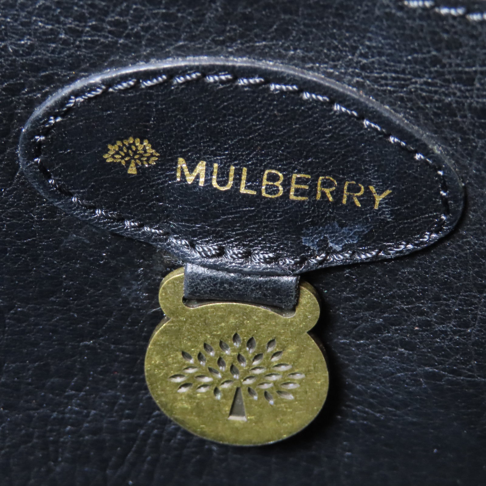 MULBERRY 牛皮皮革Hand Bag金扣肩背袋黑色