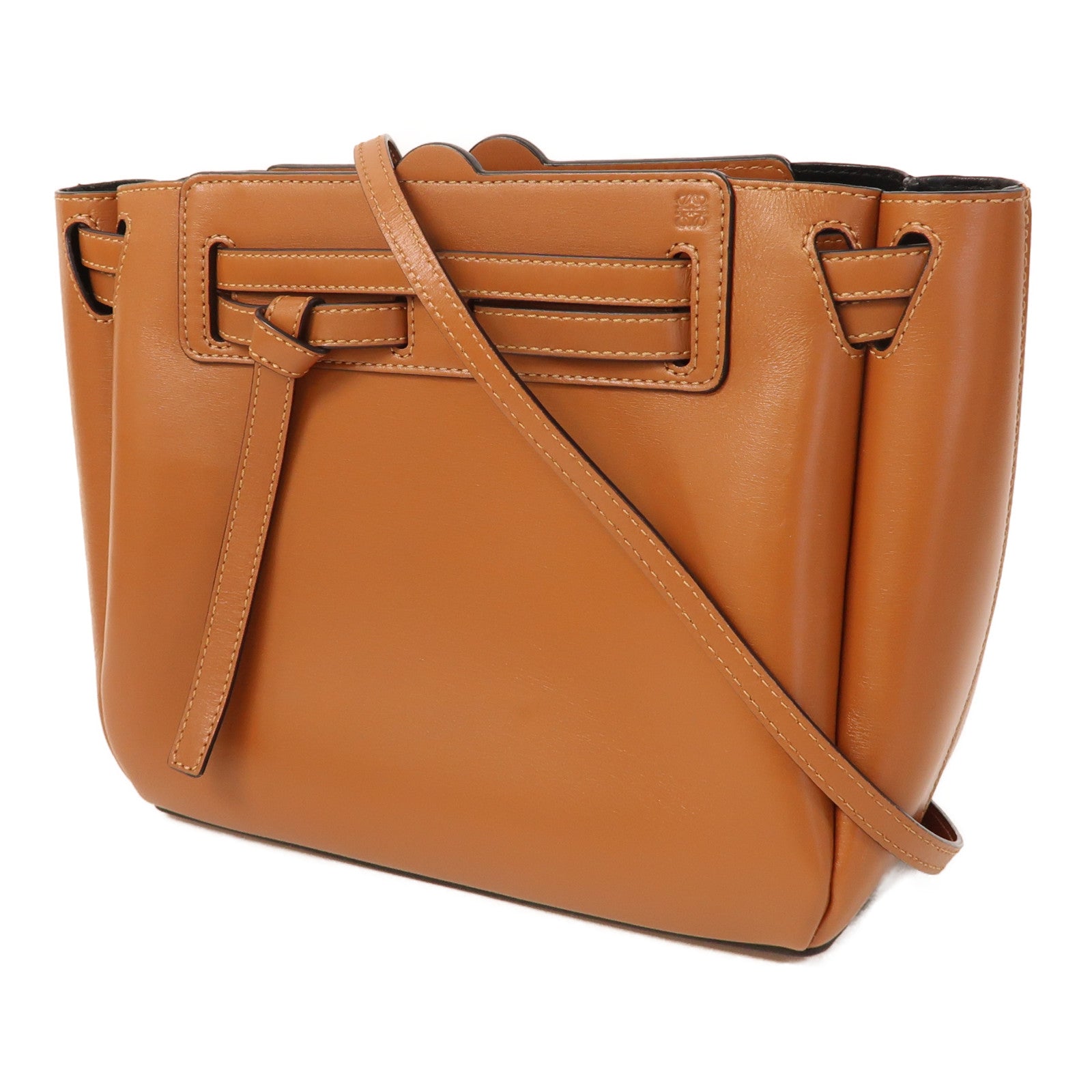LOEWE 【激減優惠】牛皮皮革Mini Lazo金扣手挽肩背兩用袋啡色