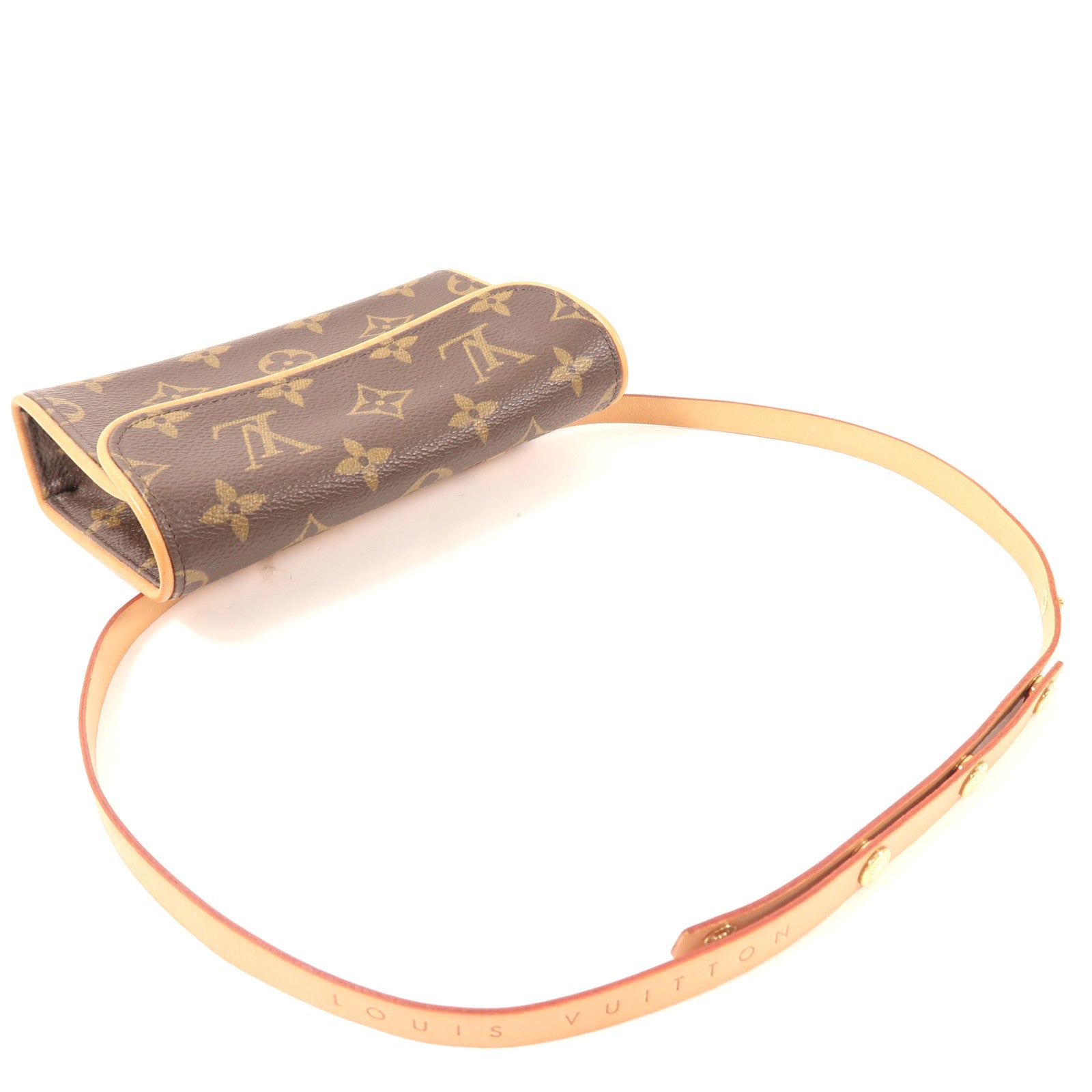LOUIS VUITTON Monogram Pochette Florentine金扣腰包棕色